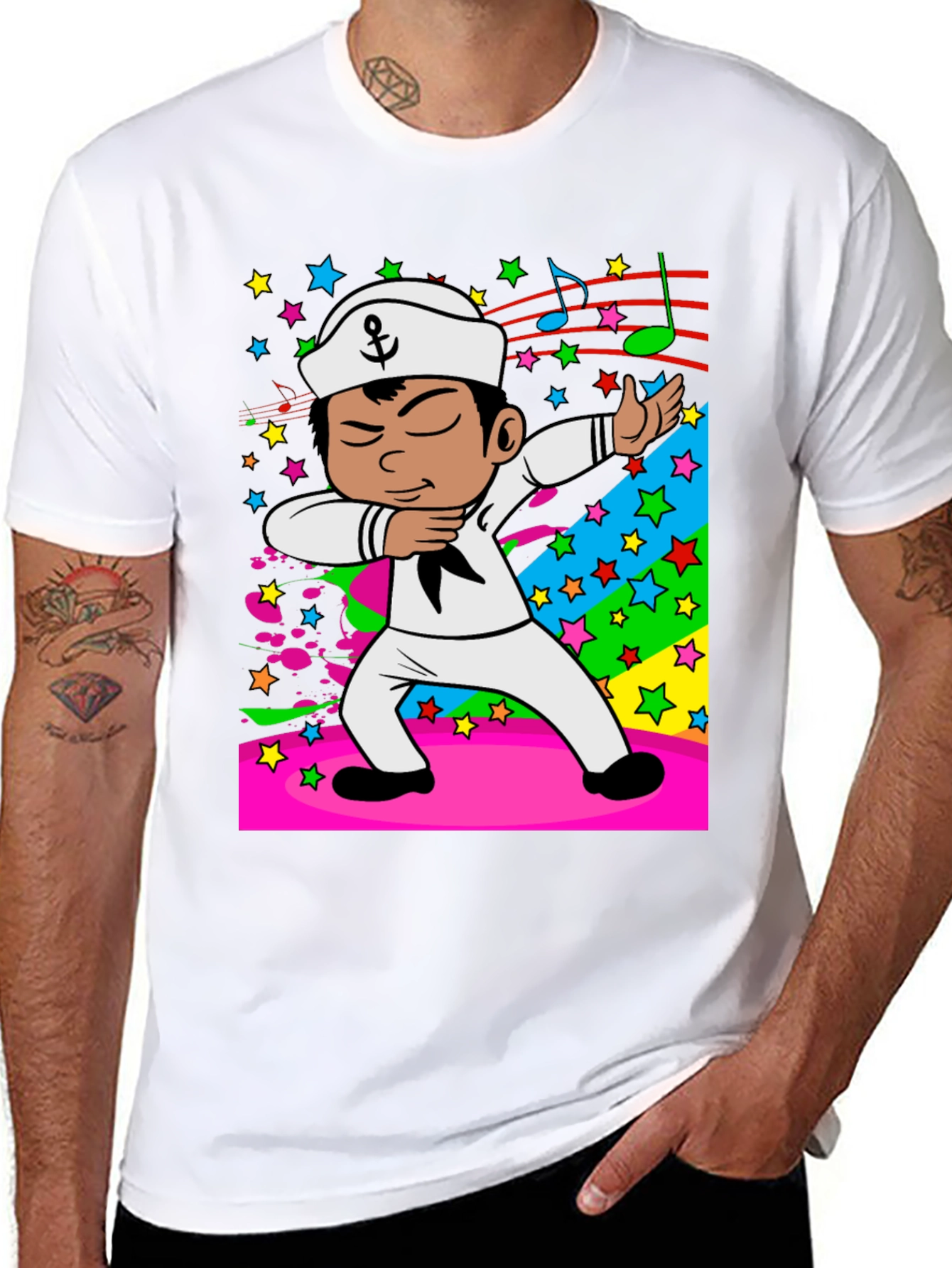 Dabbing Sailor Cartoon Black T-Shirt