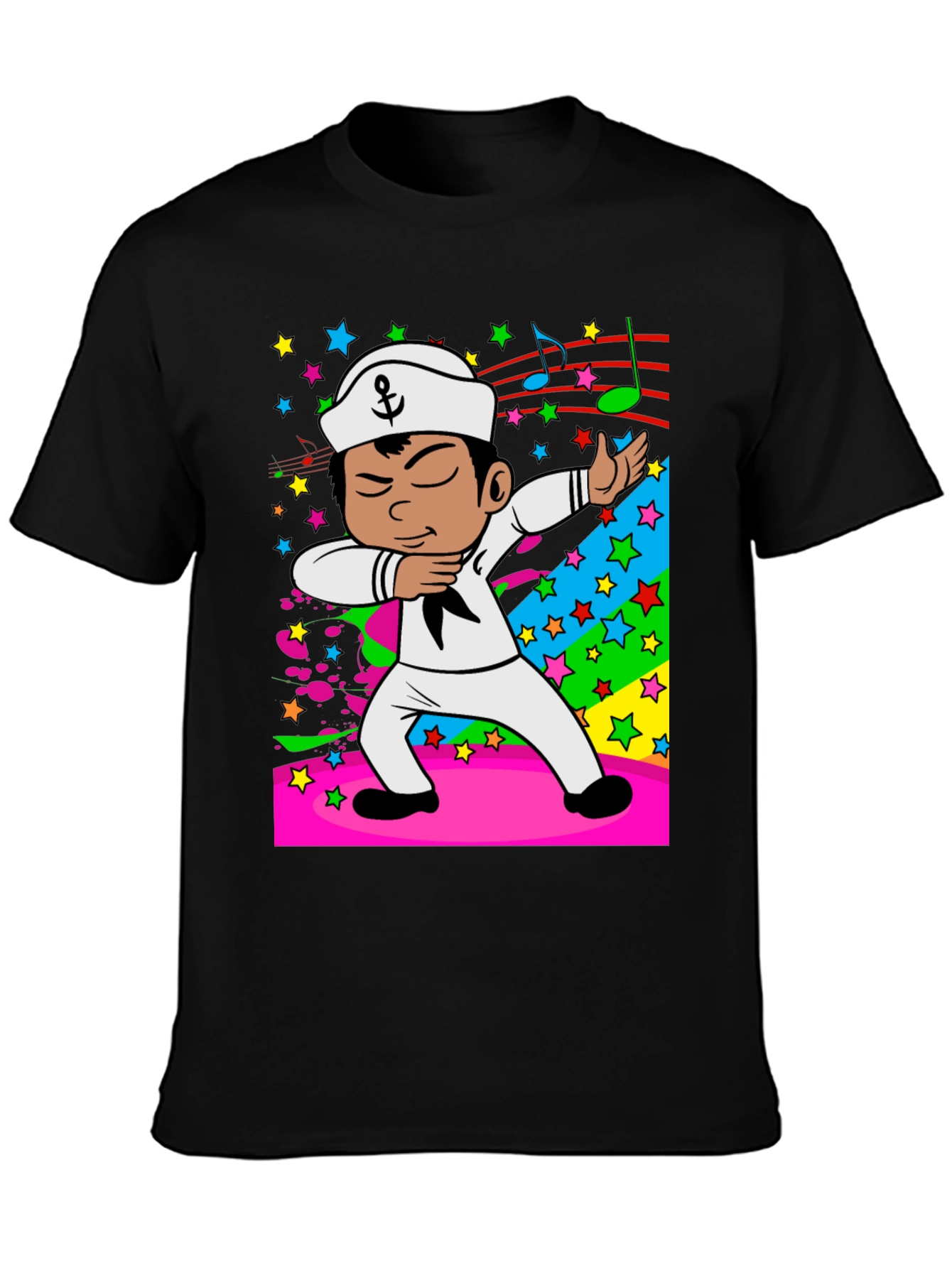 Dabbing Sailor Cartoon Black T-Shirt
