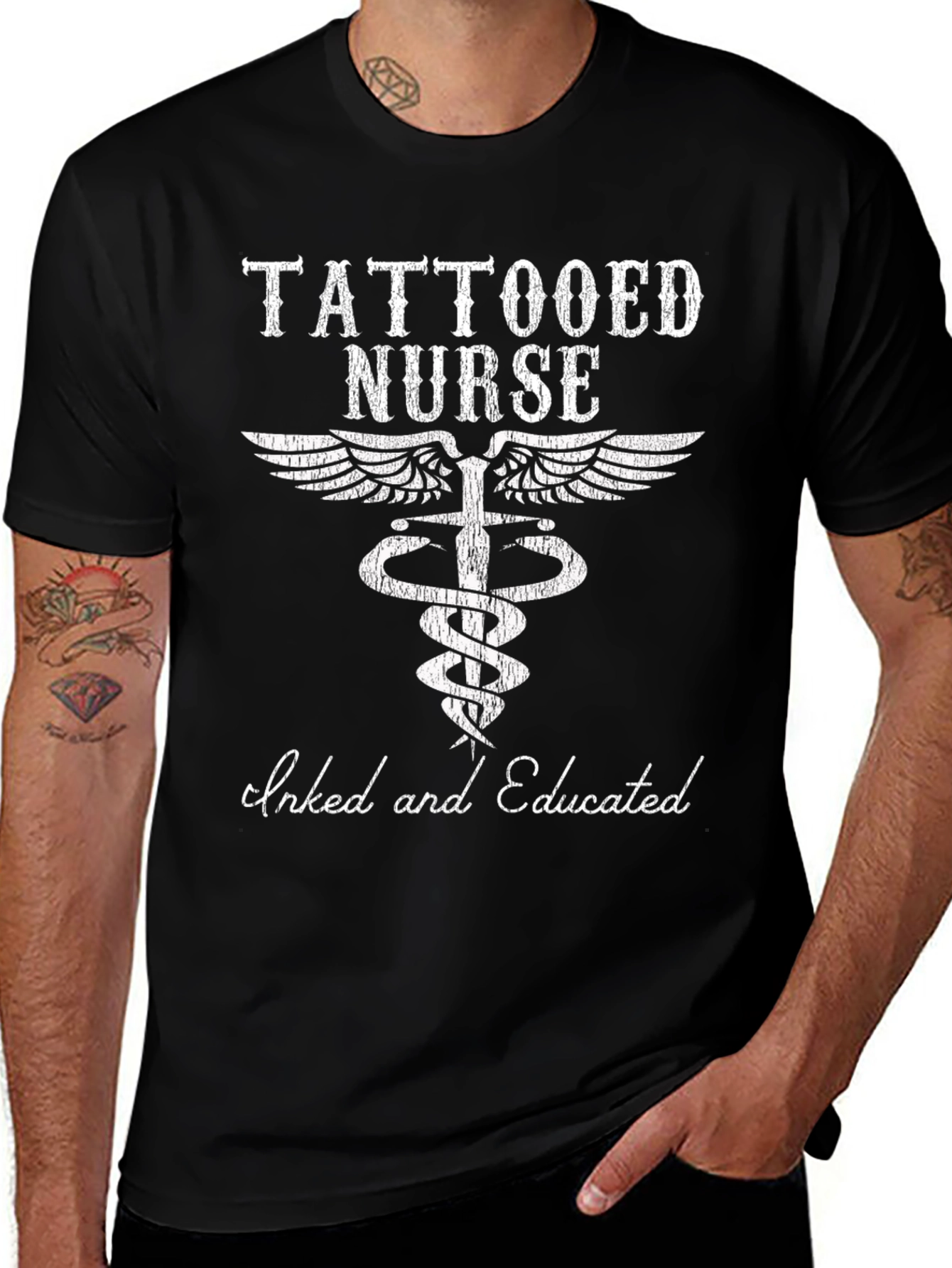 Tattooed Nurse Graphic Tee - Inked & Educated Shirt