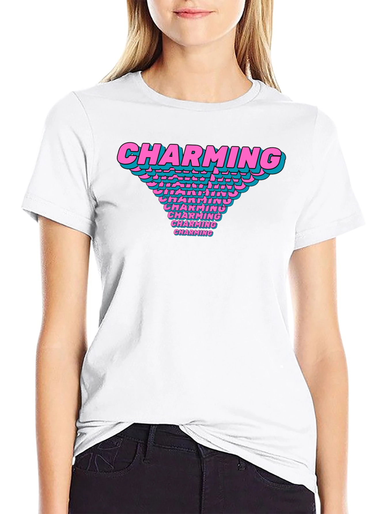 Charming Graphic T-Shirt Black Cotton Casual Tee