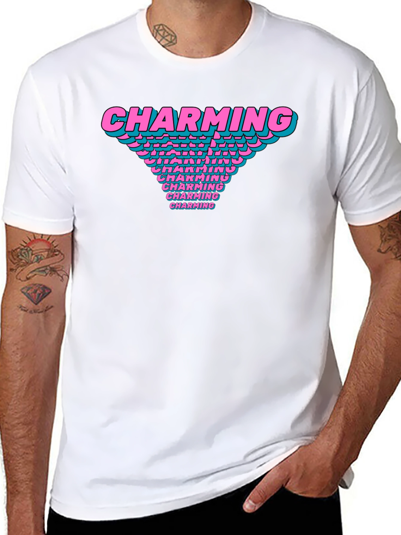 Charming Graphic T-Shirt Black Cotton Casual Tee