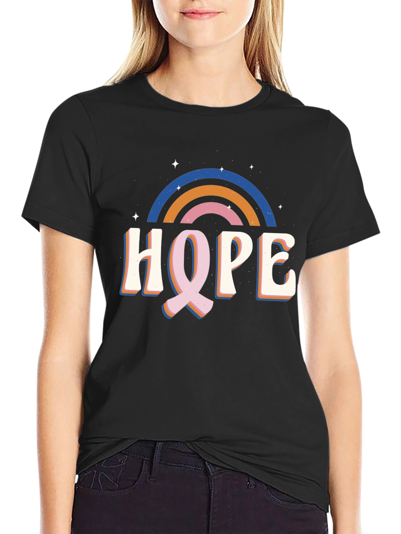 Hope Rainbow Graphic Tee - Black Unisex T-Shirt