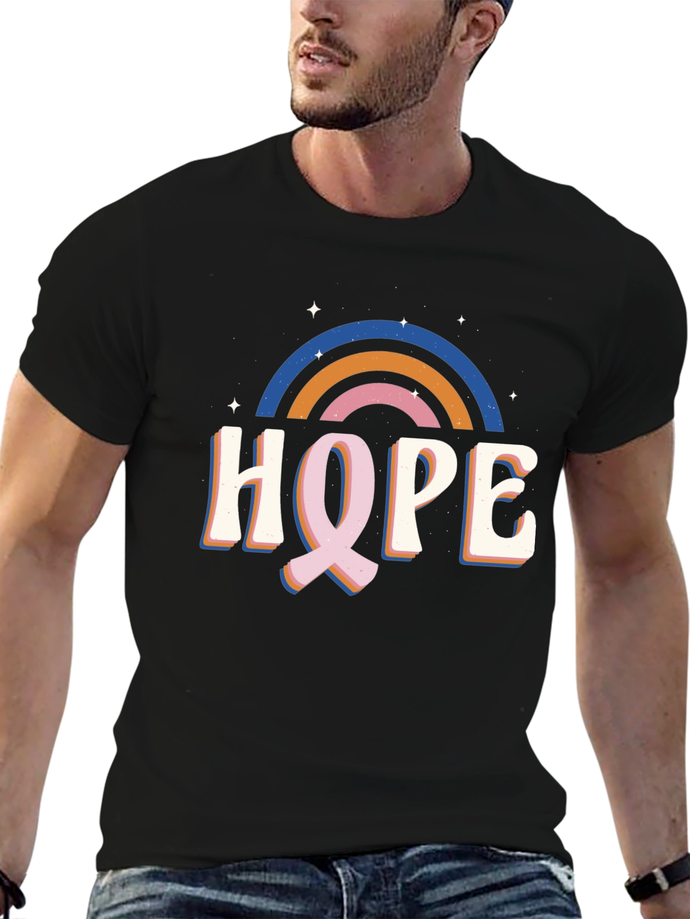 Hope Rainbow Graphic Tee - Black Unisex T-Shirt