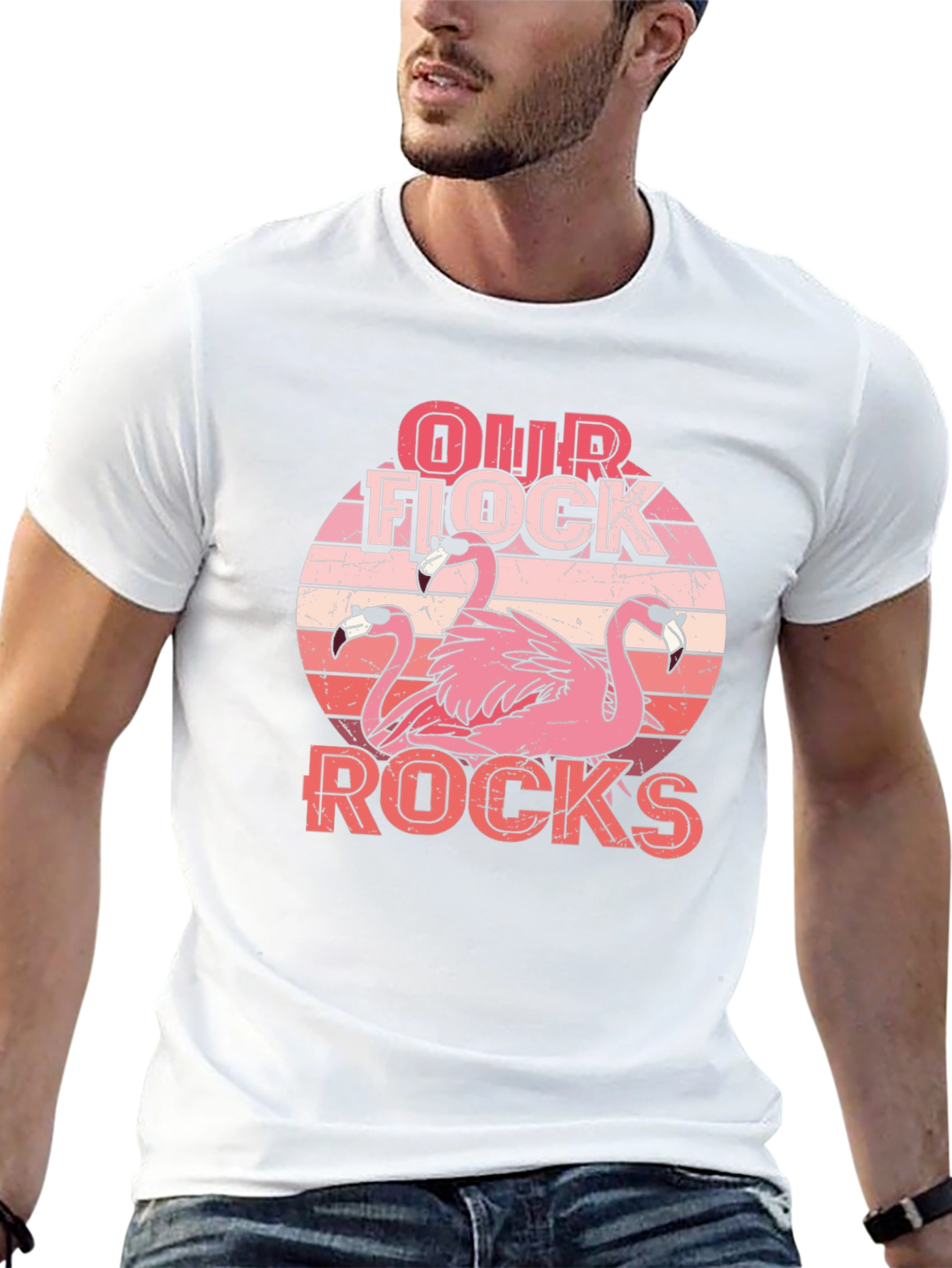 Our Flock Rocks Flamingo Graphic Tee - Black