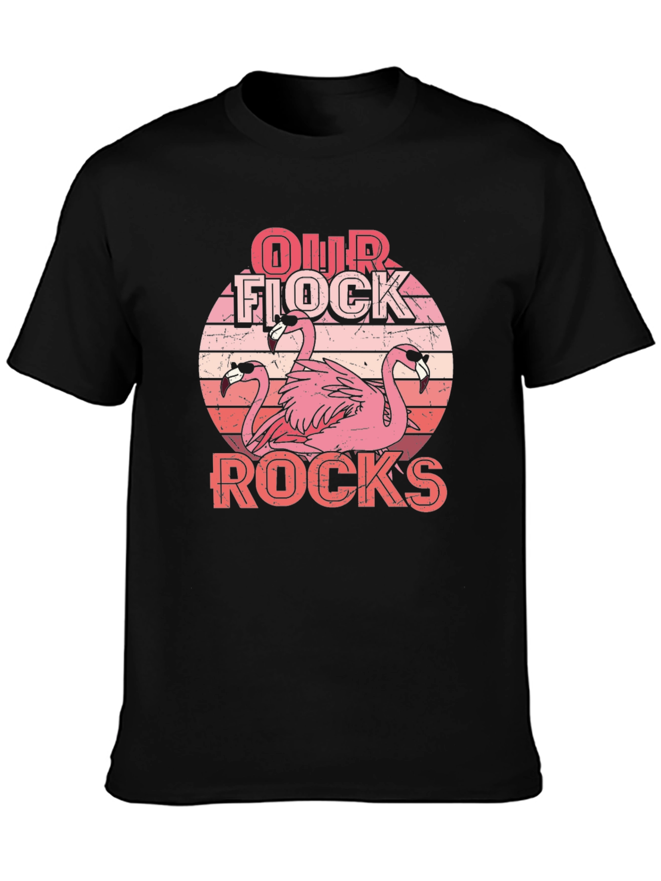 Our Flock Rocks Flamingo Graphic Tee - Black
