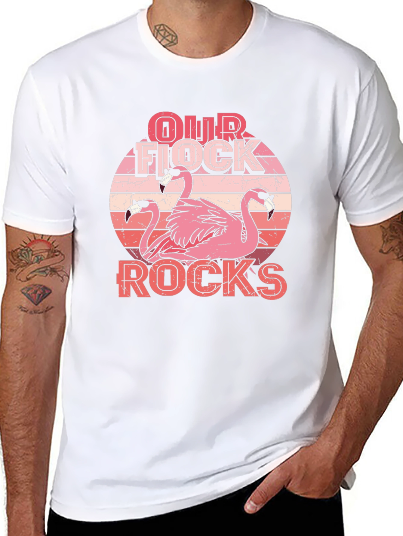 Our Flock Rocks Flamingo Graphic Tee - Black