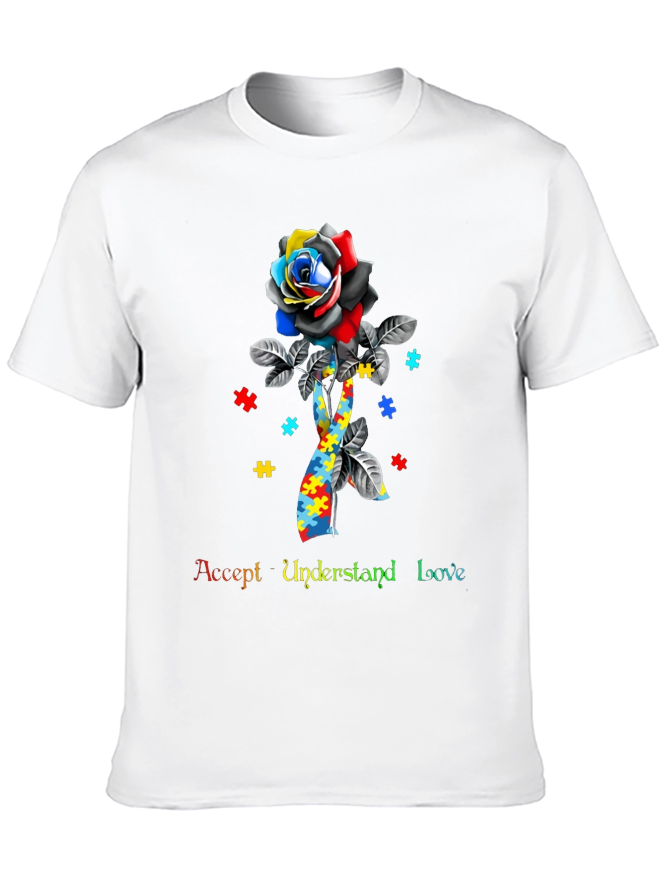 Autism Awareness Rose Ribbon T-Shirt
