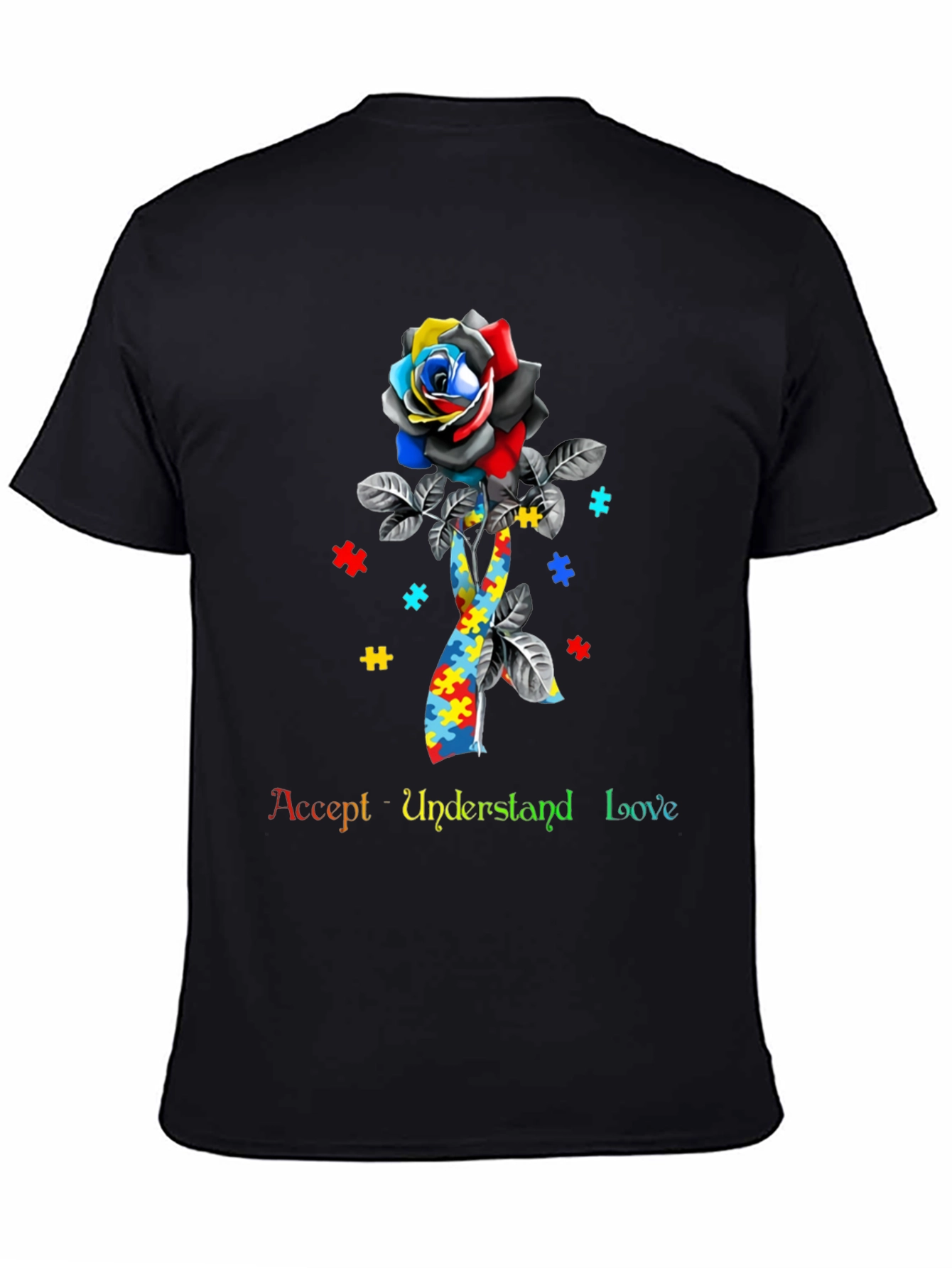 Autism Awareness Rose Ribbon T-Shirt
