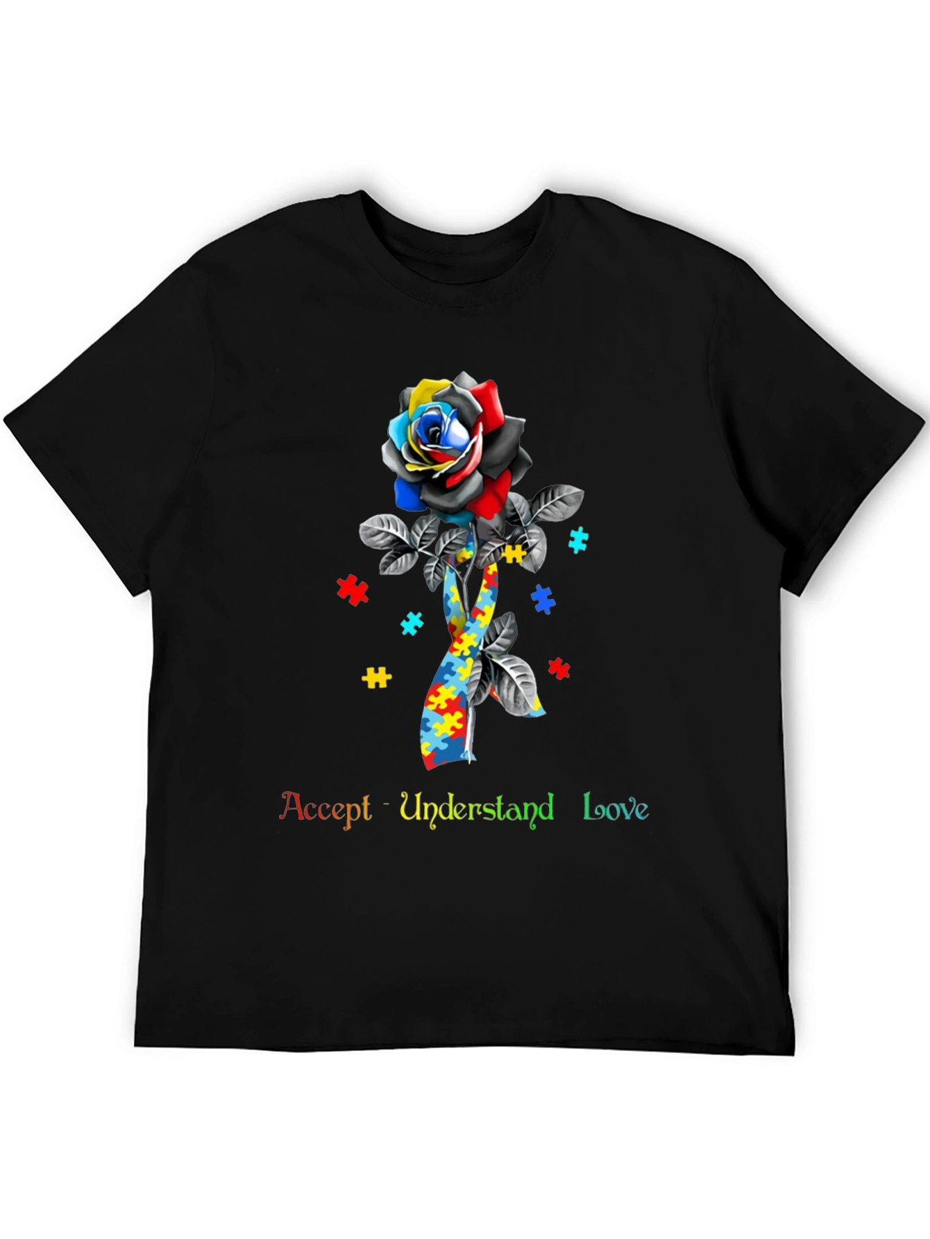 Autism Awareness Rose Ribbon T-Shirt