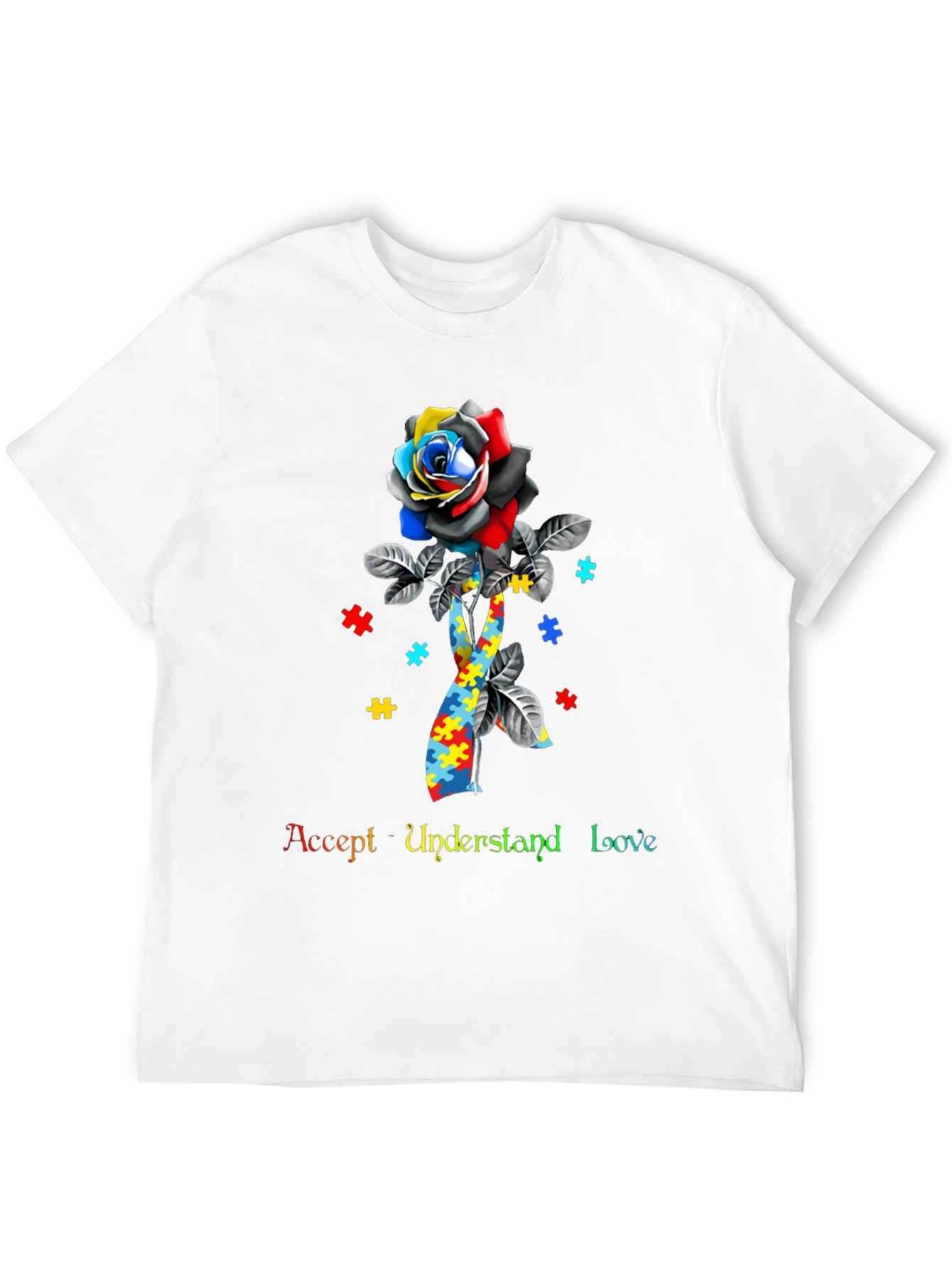 Autism Awareness Rose Ribbon T-Shirt