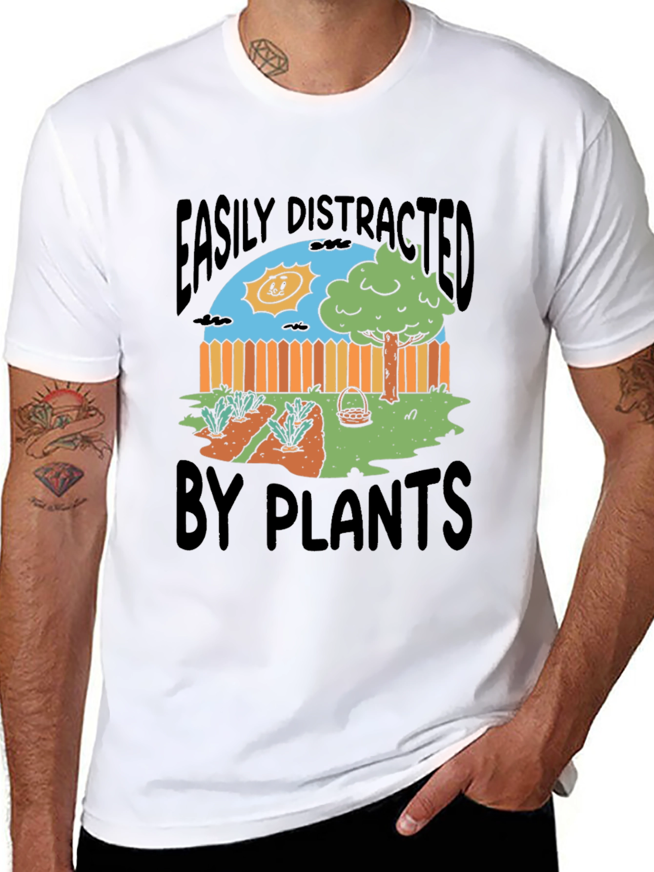 Easily Distracted by Plants Funny Graphic T-Shirt