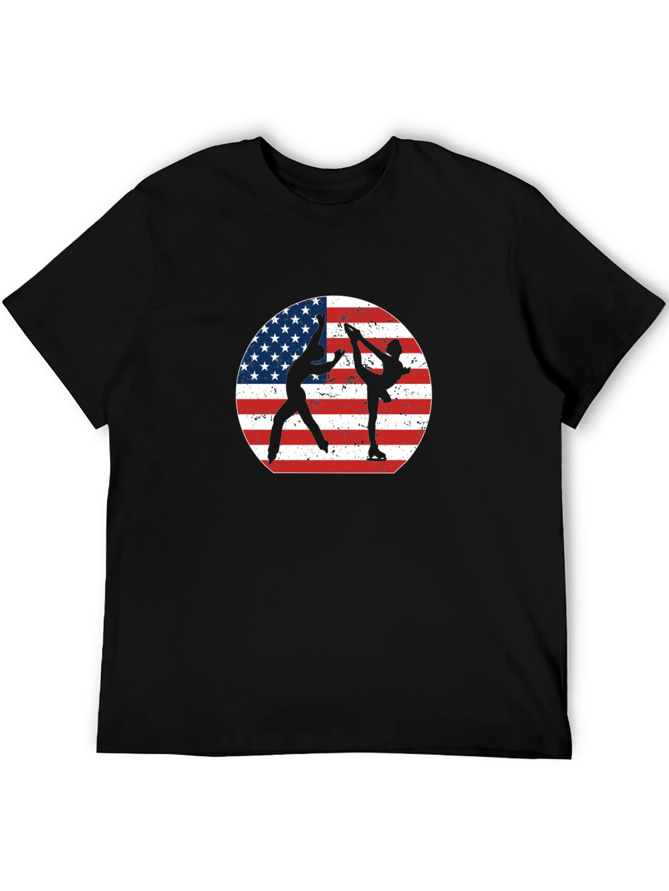 Figure Skating USA Flag Graphic Tee