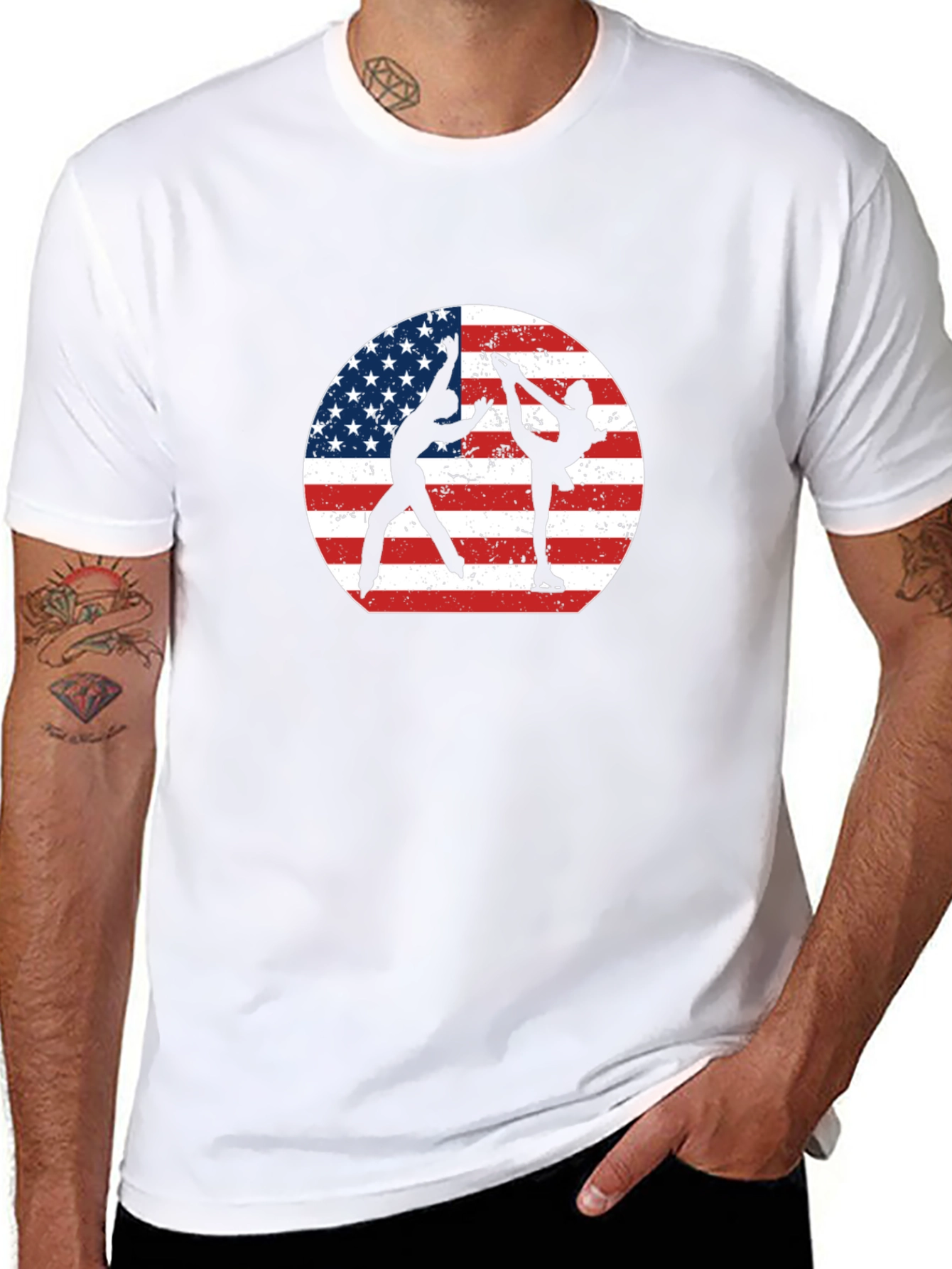 Figure Skating USA Flag Graphic Tee
