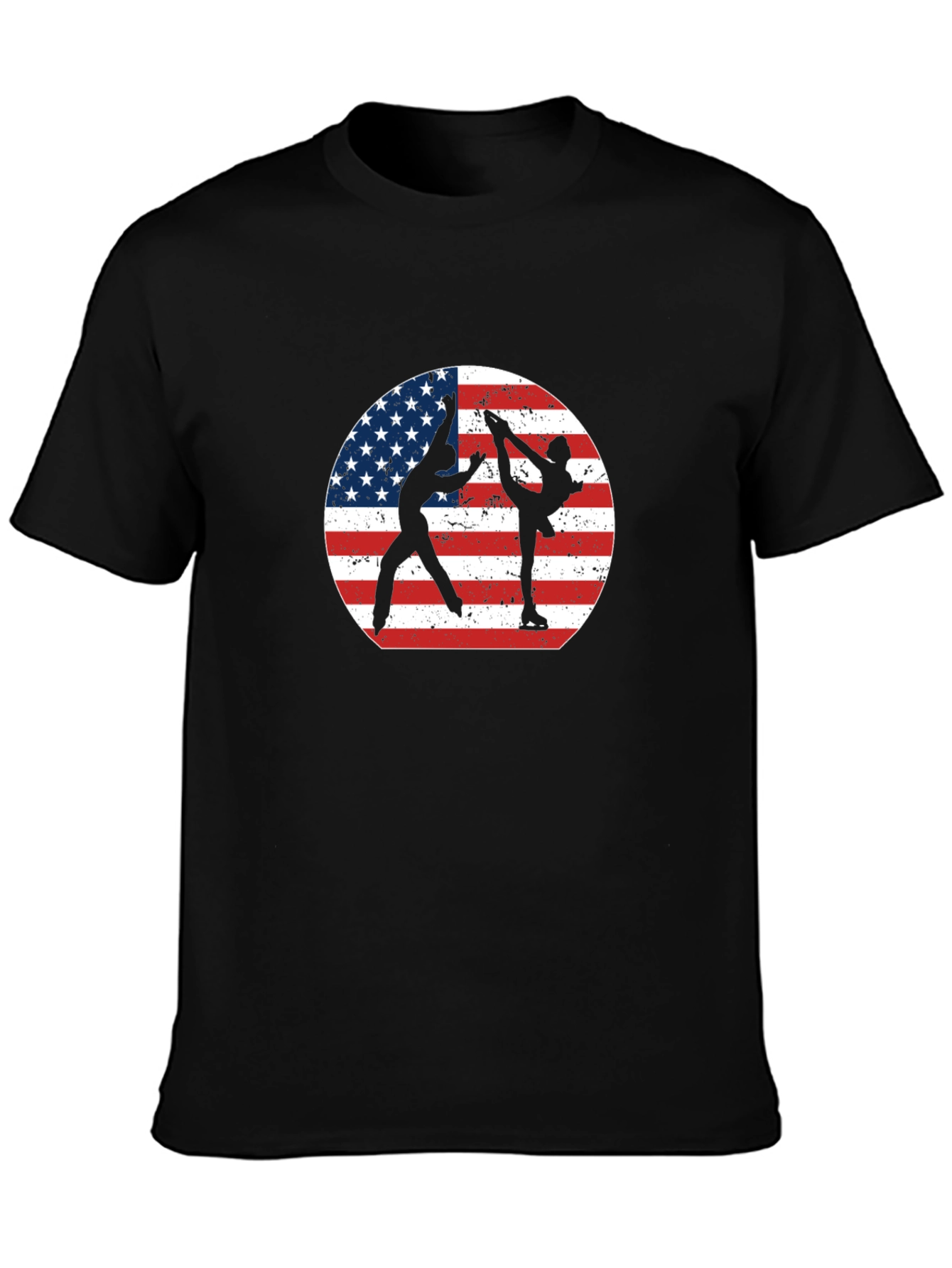 Figure Skating USA Flag Graphic Tee