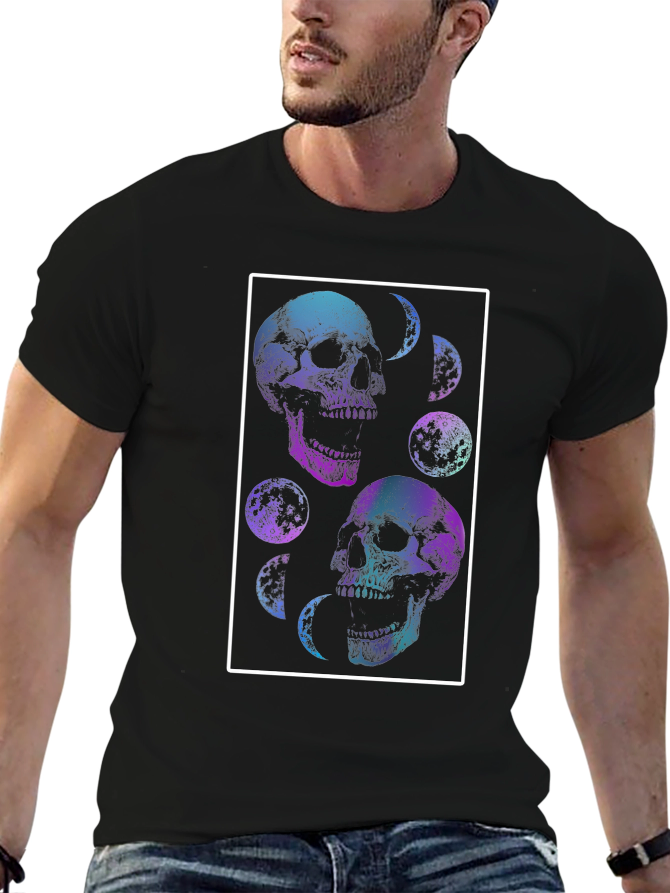 Skull & Moon Graphic Tee - Black T-Shirt