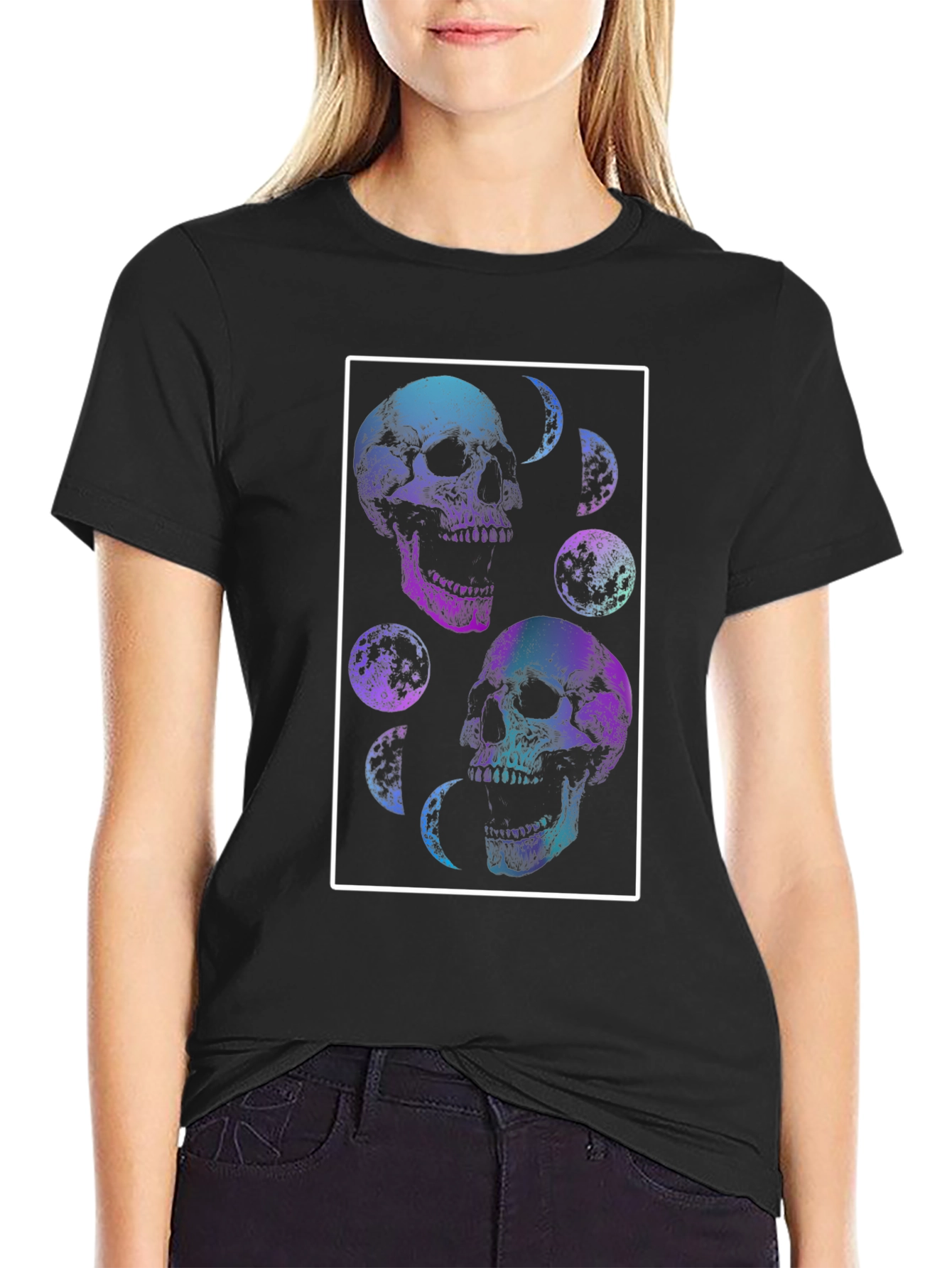 Skull & Moon Graphic Tee - Black T-Shirt