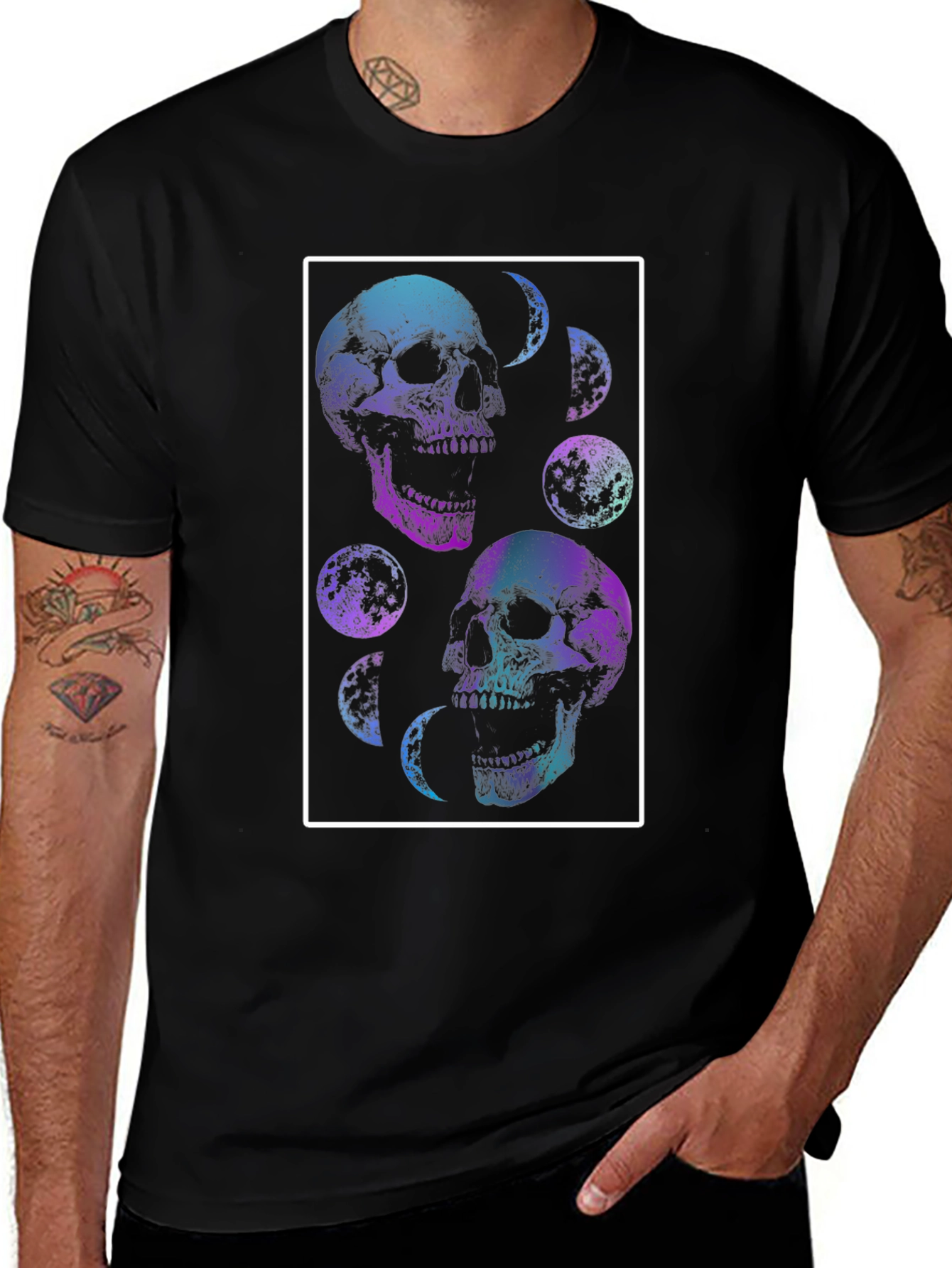 Skull & Moon Graphic Tee - Black T-Shirt