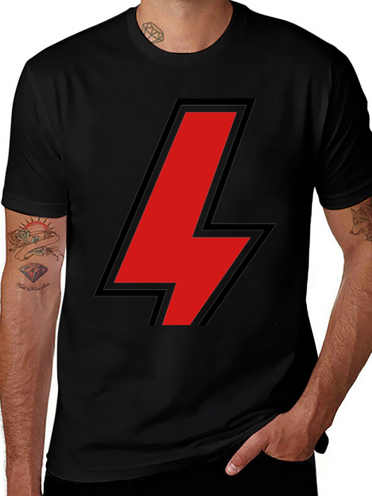 Black T-Shirt with Red Lightning Bolt Design