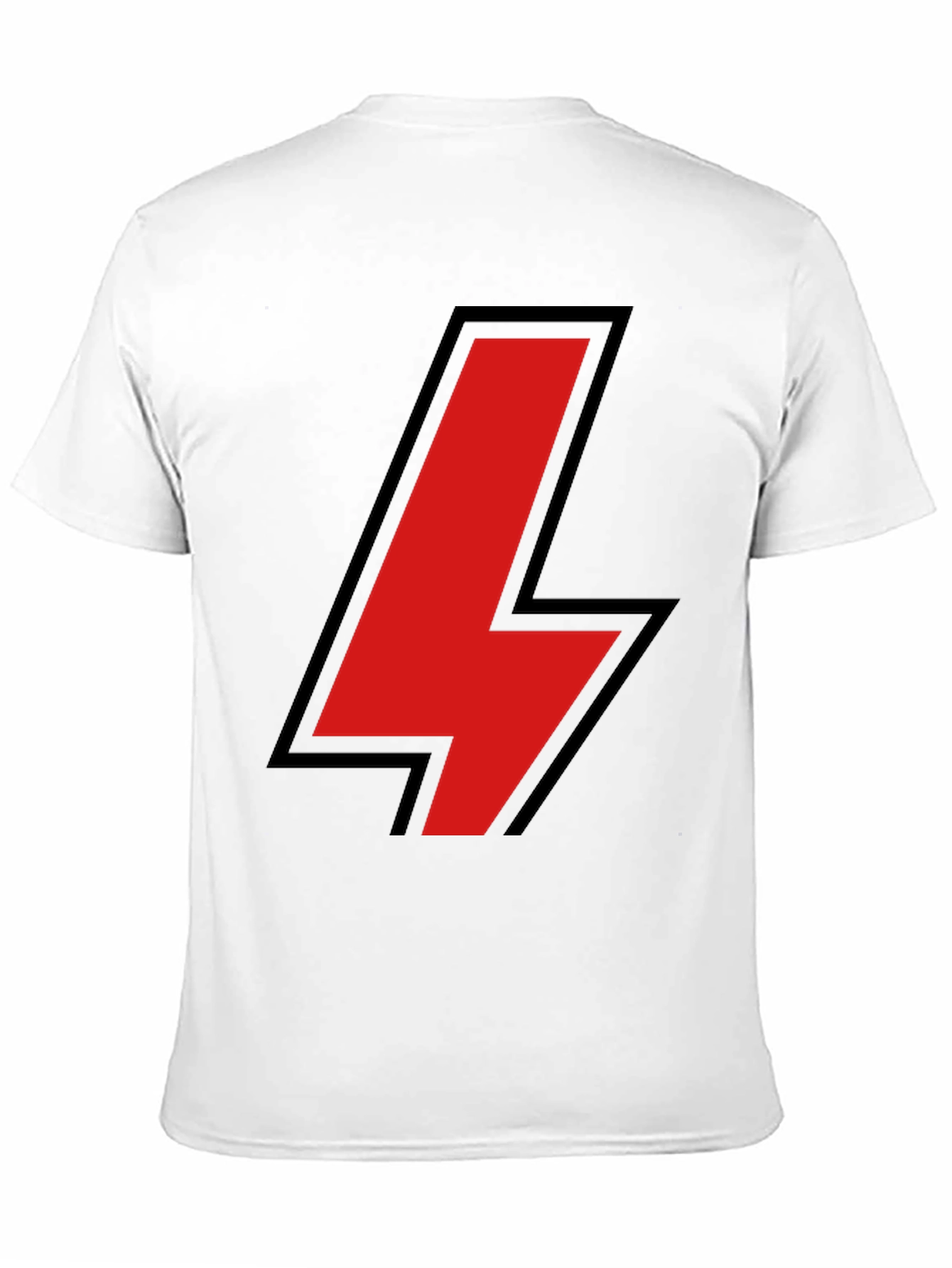 Black T-Shirt with Red Lightning Bolt Design