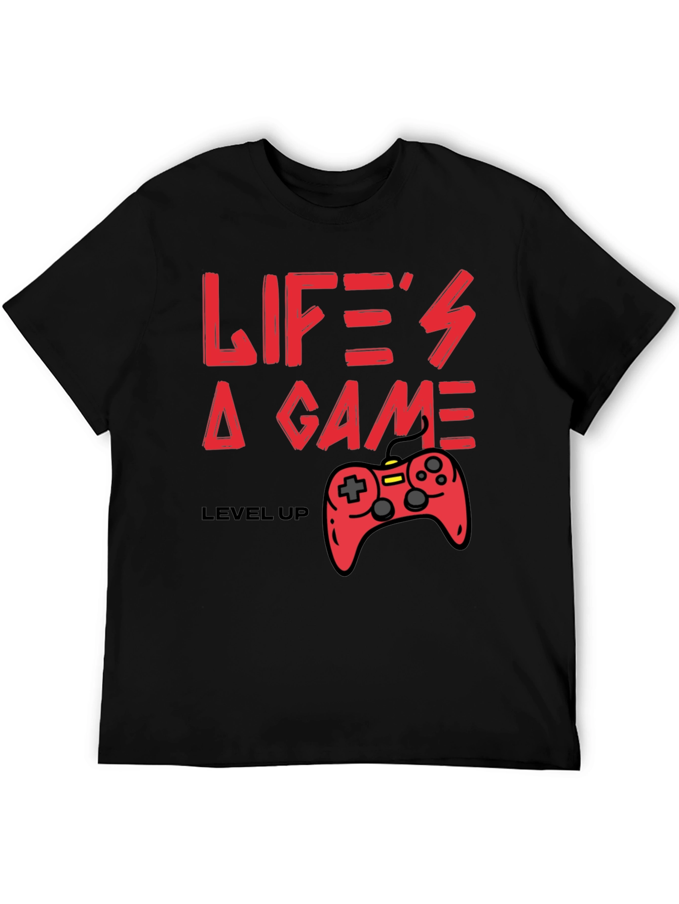 Lifes a Game Level Up Black T-Shirt
