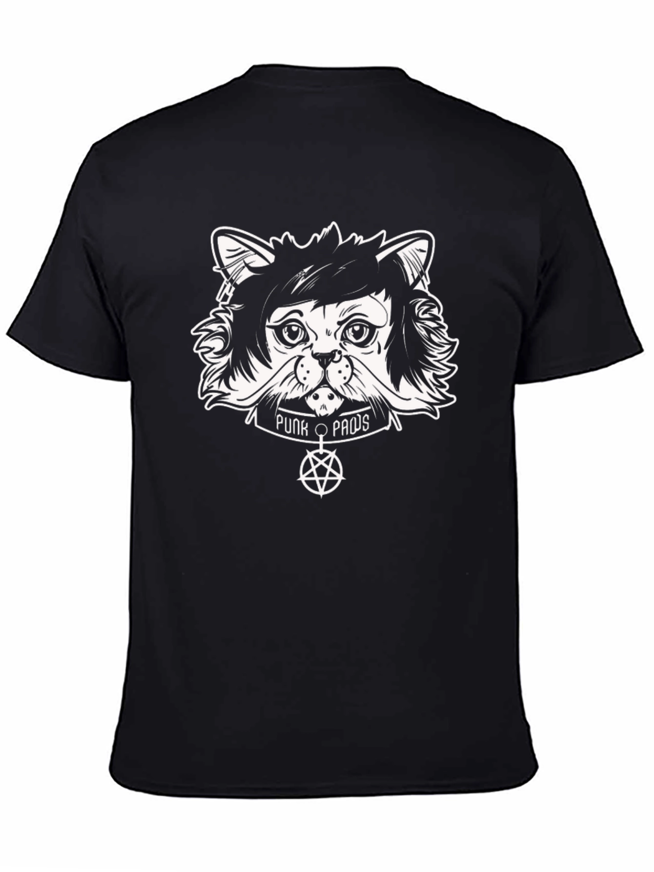 Punk Paws Cat T-Shirt - Black