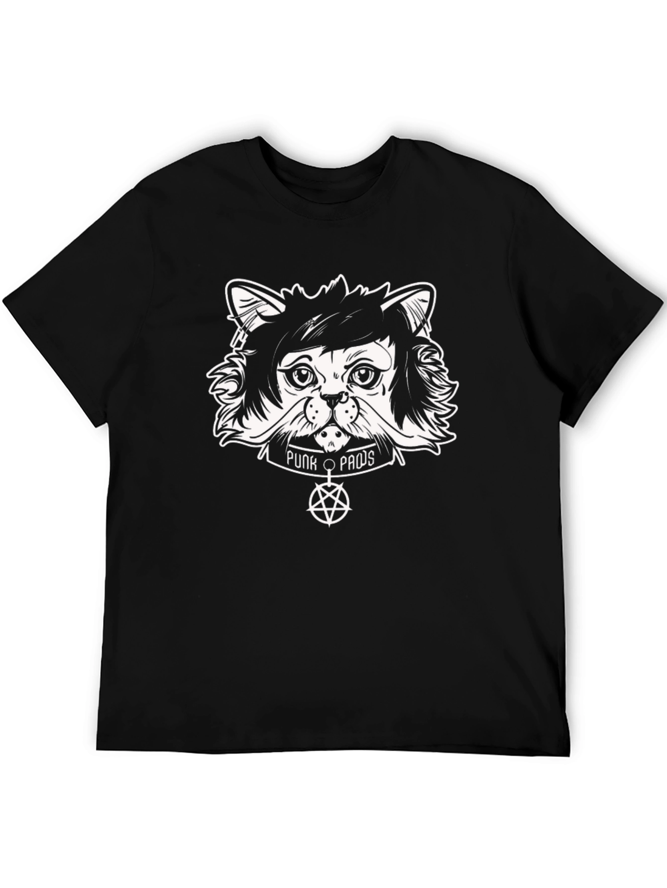 Punk Paws Cat T-Shirt - Black