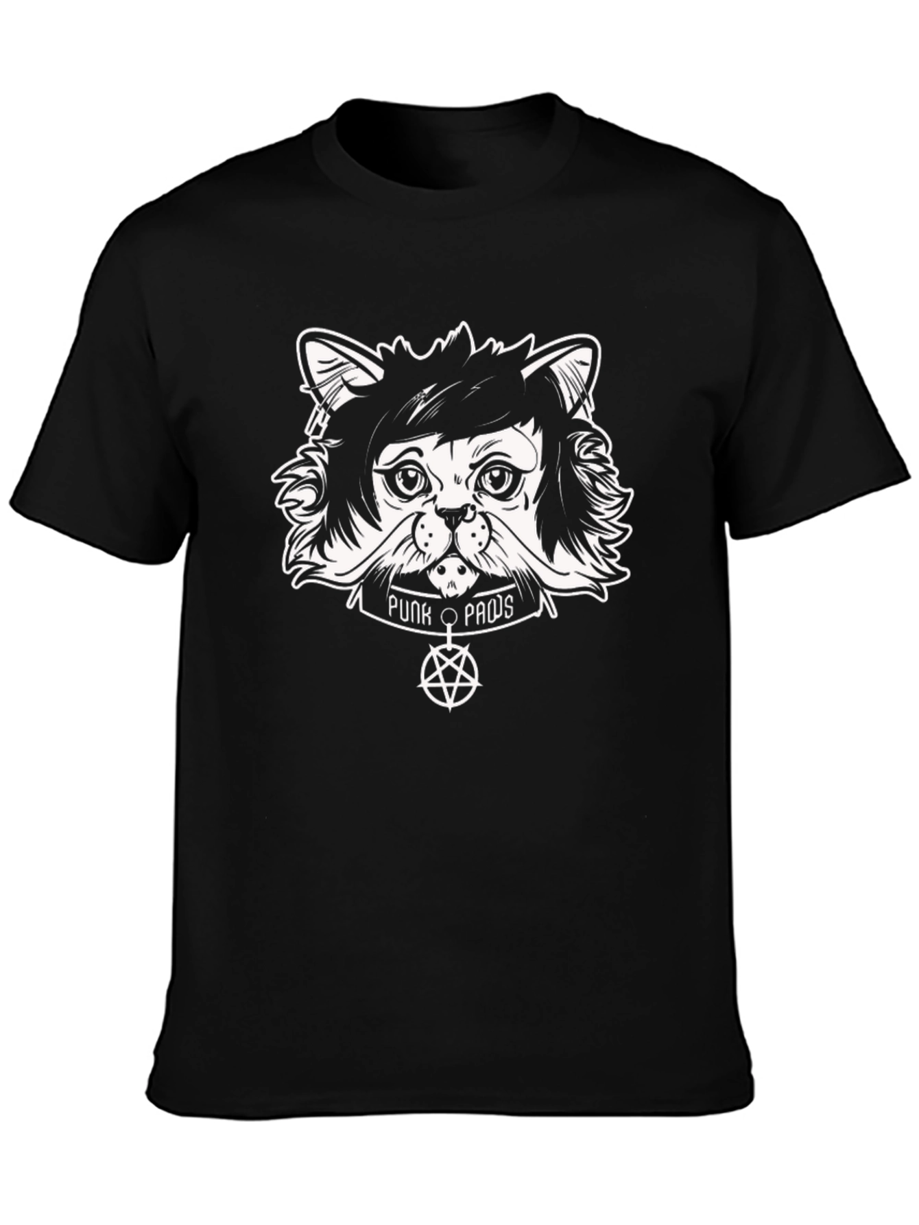 Punk Paws Cat T-Shirt - Black