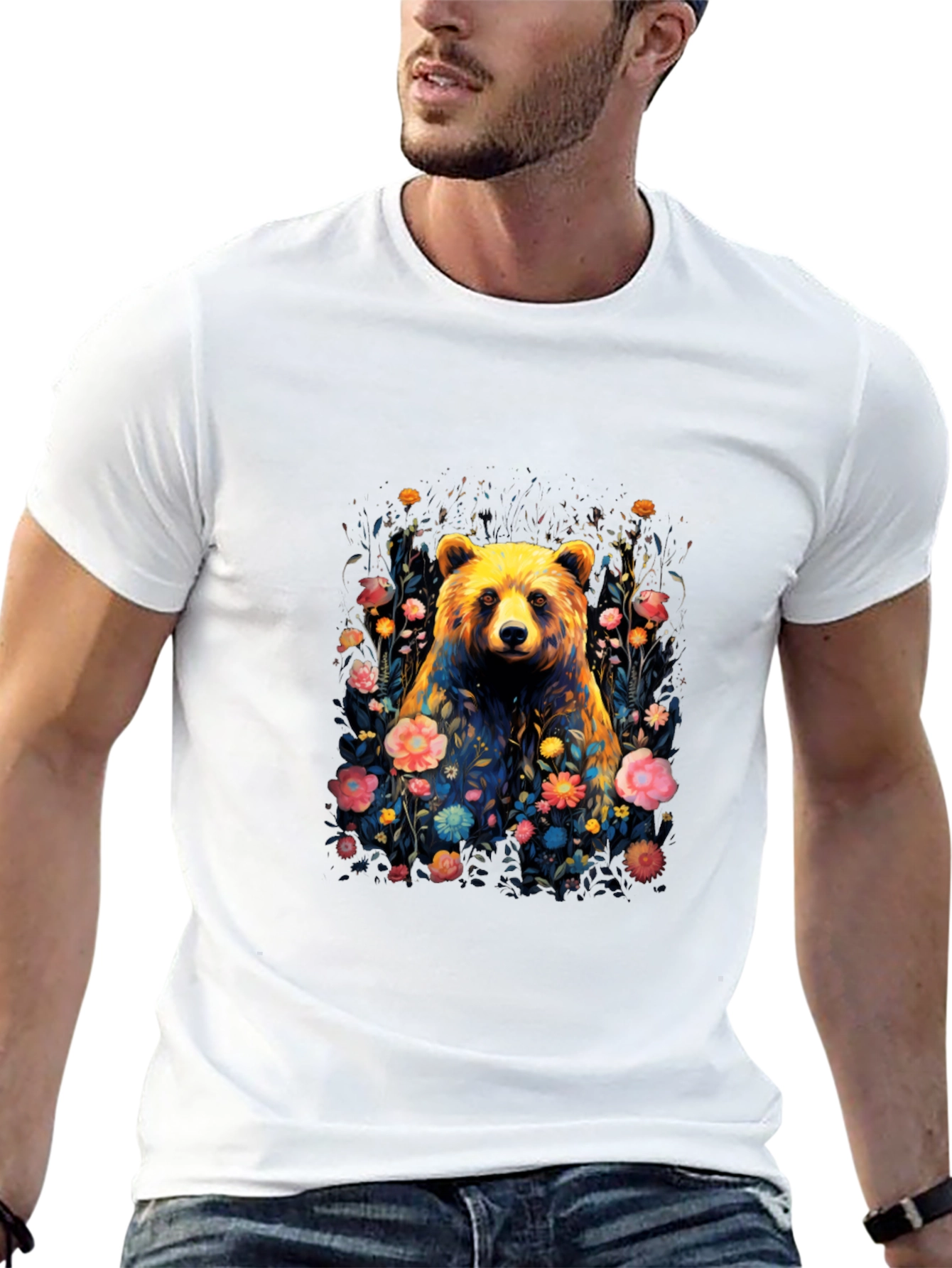 Bear in Bloom T-Shirt - Floral Animal Tee