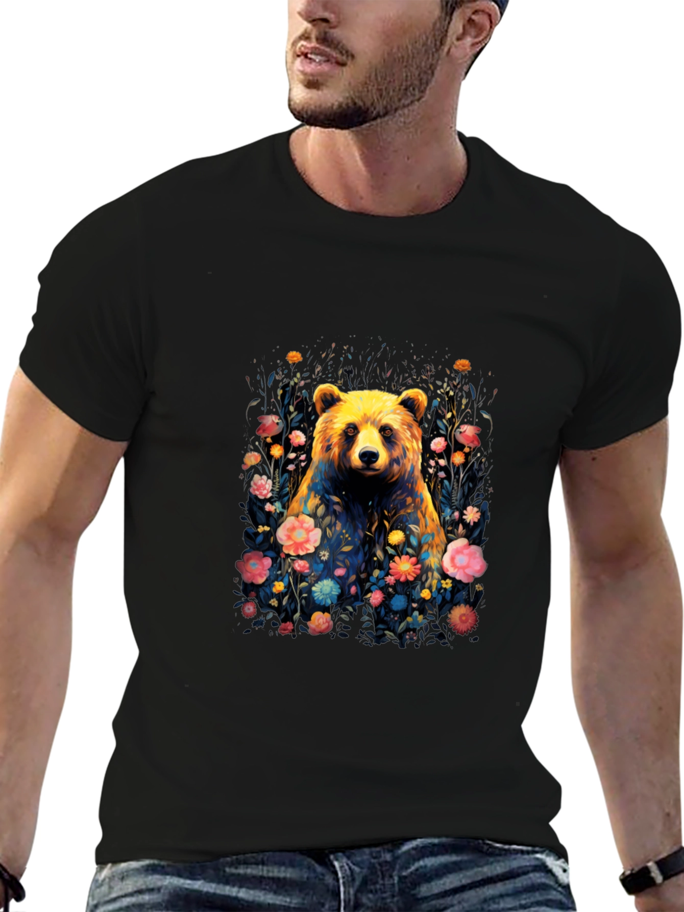 Bear in Bloom T-Shirt - Floral Animal Tee