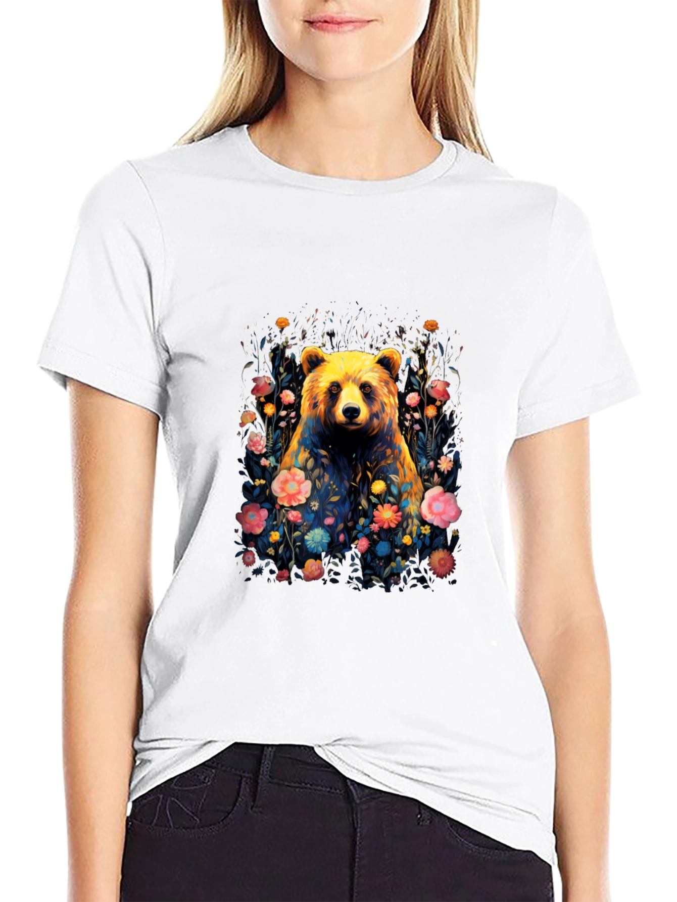 Bear in Bloom T-Shirt - Floral Animal Tee