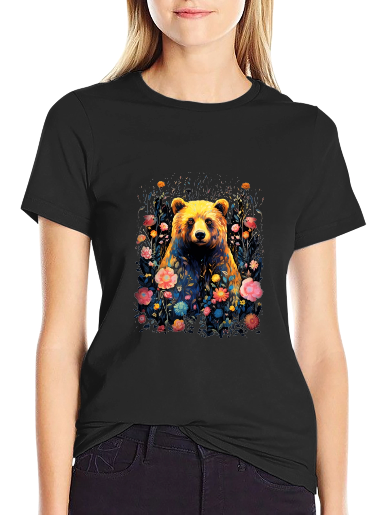 Bear in Bloom T-Shirt - Floral Animal Tee