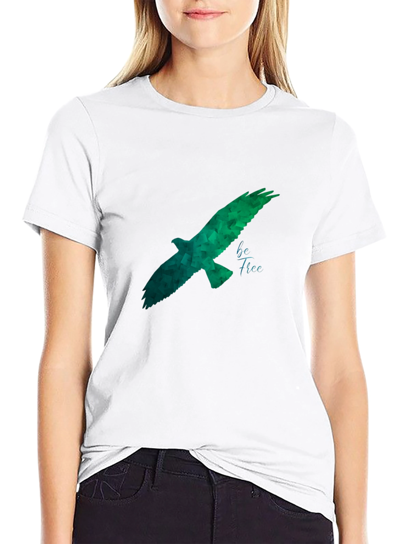 Geometric Eagle Graphic Black T-Shirt
