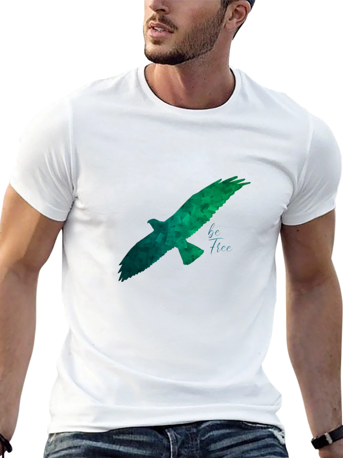 Geometric Eagle Graphic Black T-Shirt
