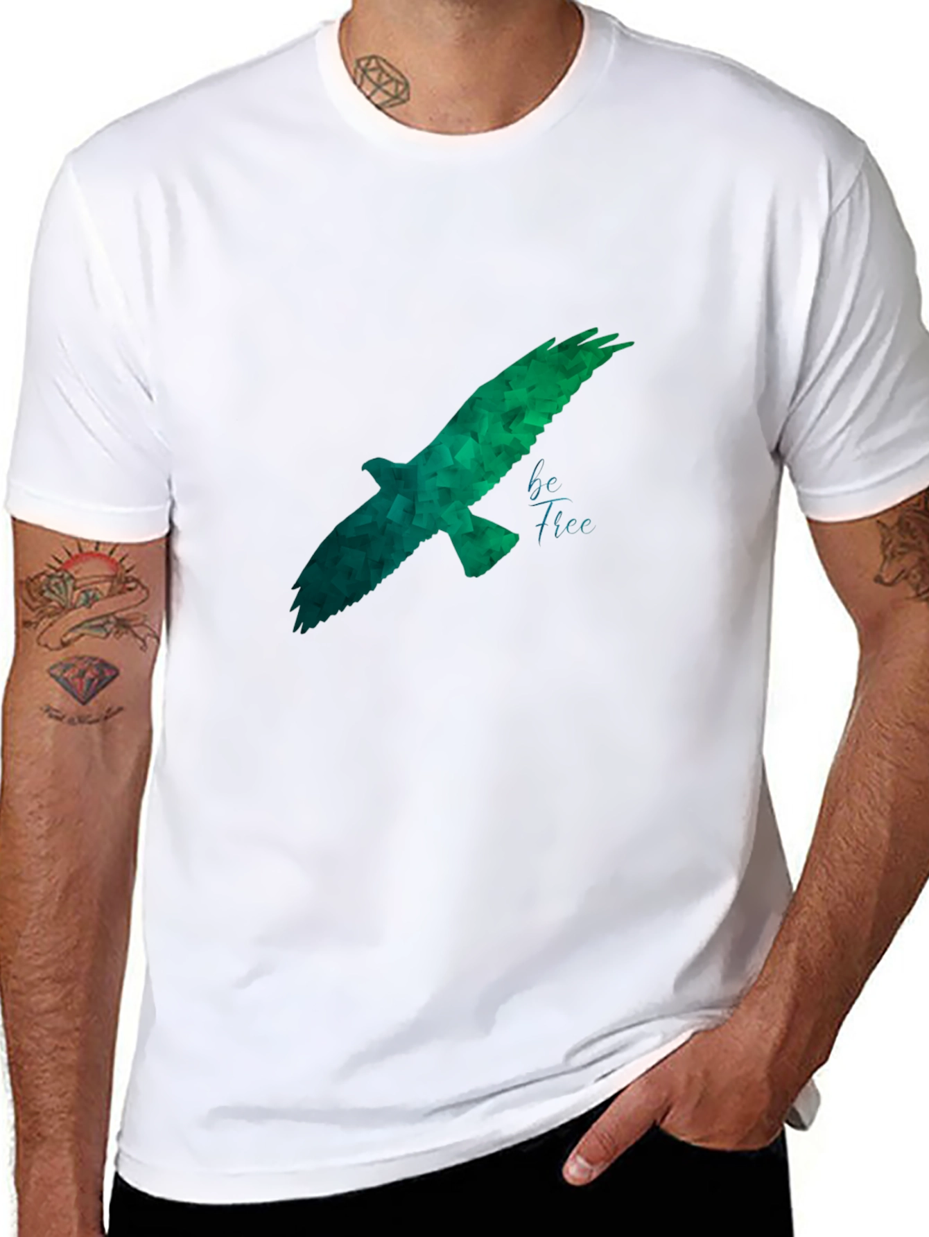 Geometric Eagle Graphic Black T-Shirt
