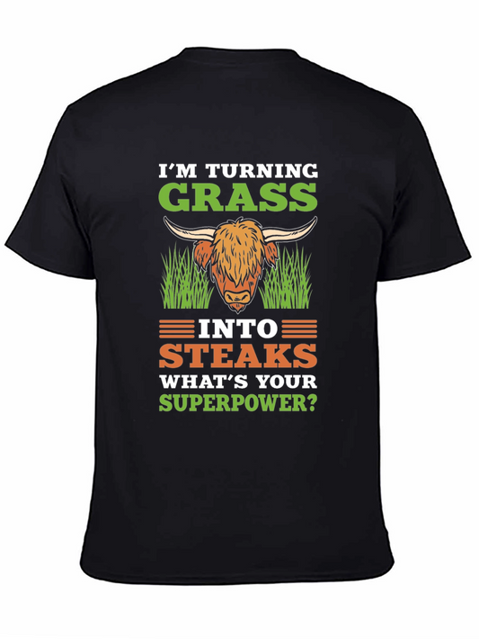 Grass to Steaks T-Shirt - Funny Superpower Tee