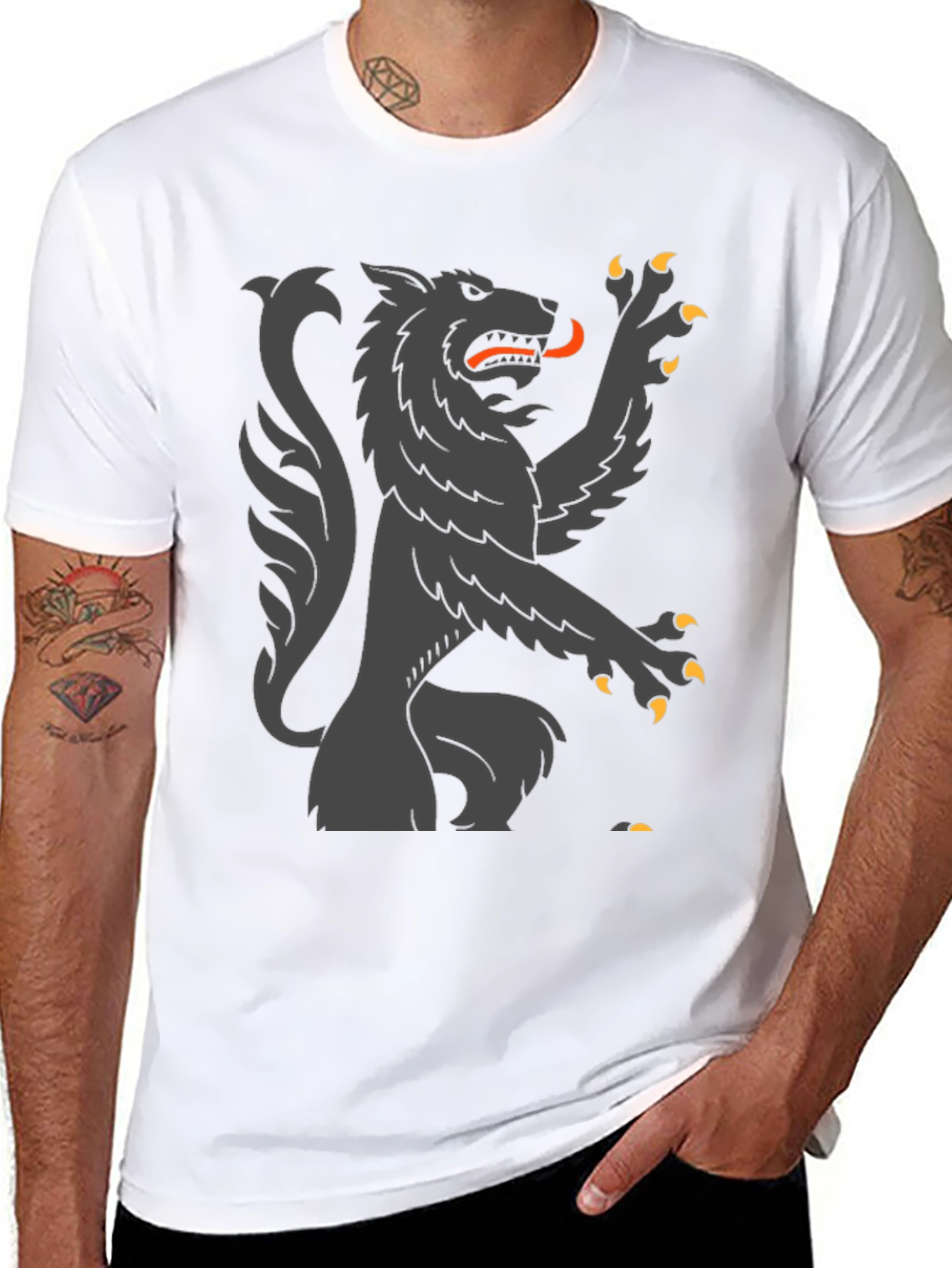 Wolf Rampant Graphic Tee - Black Cotton T-Shirt