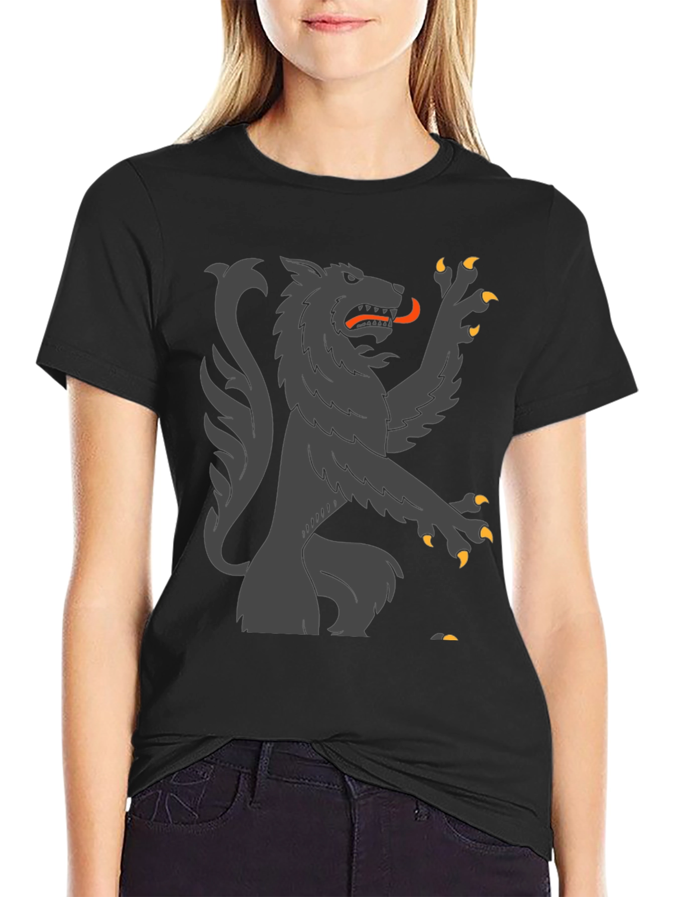 Wolf Rampant Graphic Tee - Black Cotton T-Shirt