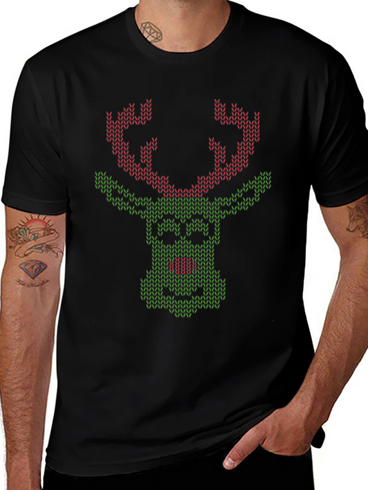 Festive Reindeer Knit Style Tee
