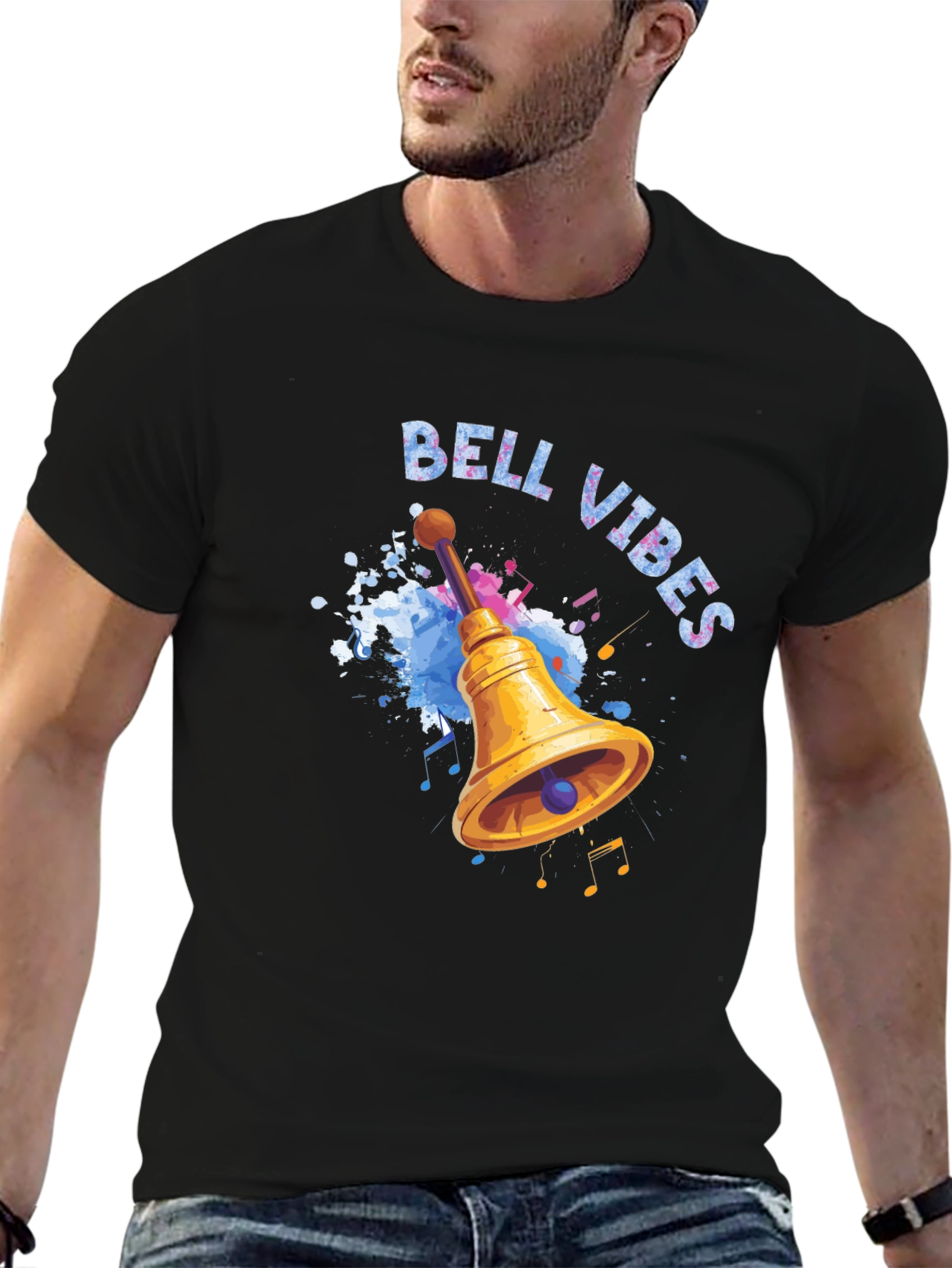 Bell Vibes Graphic Print Black T-Shirt