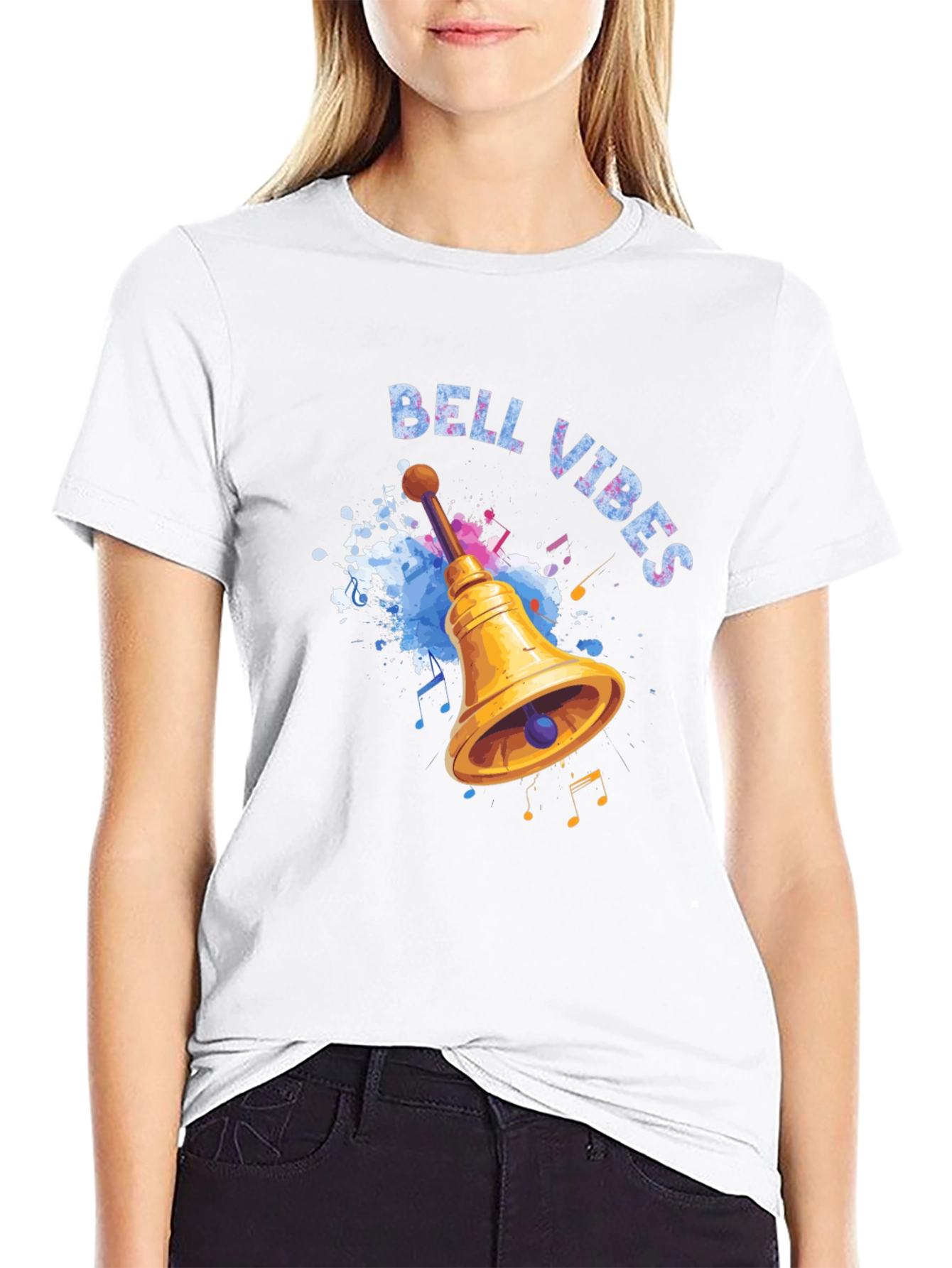 Bell Vibes Graphic Print Black T-Shirt