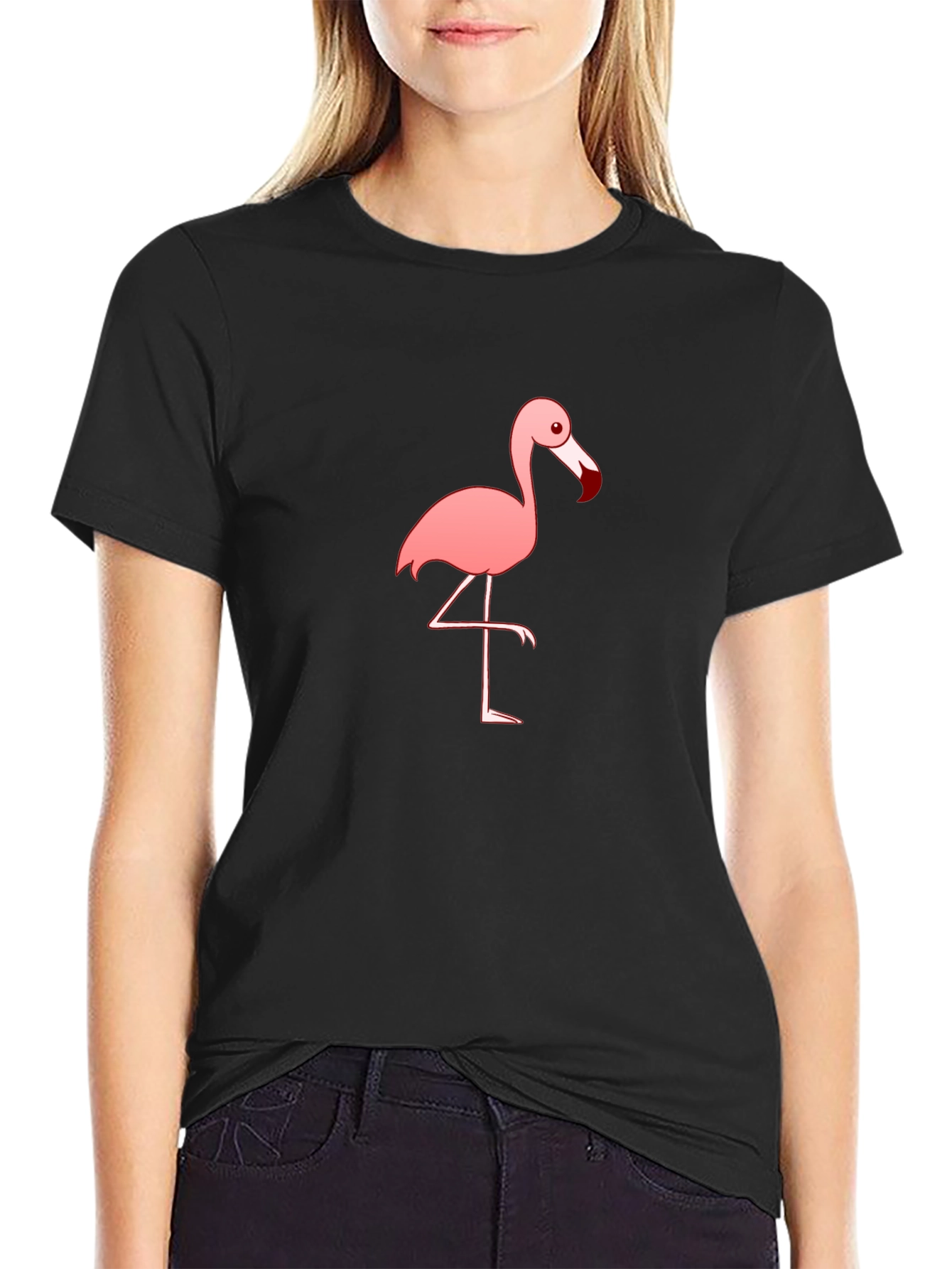 Flamingo Graphic Tee - Stylish Black T-Shirt