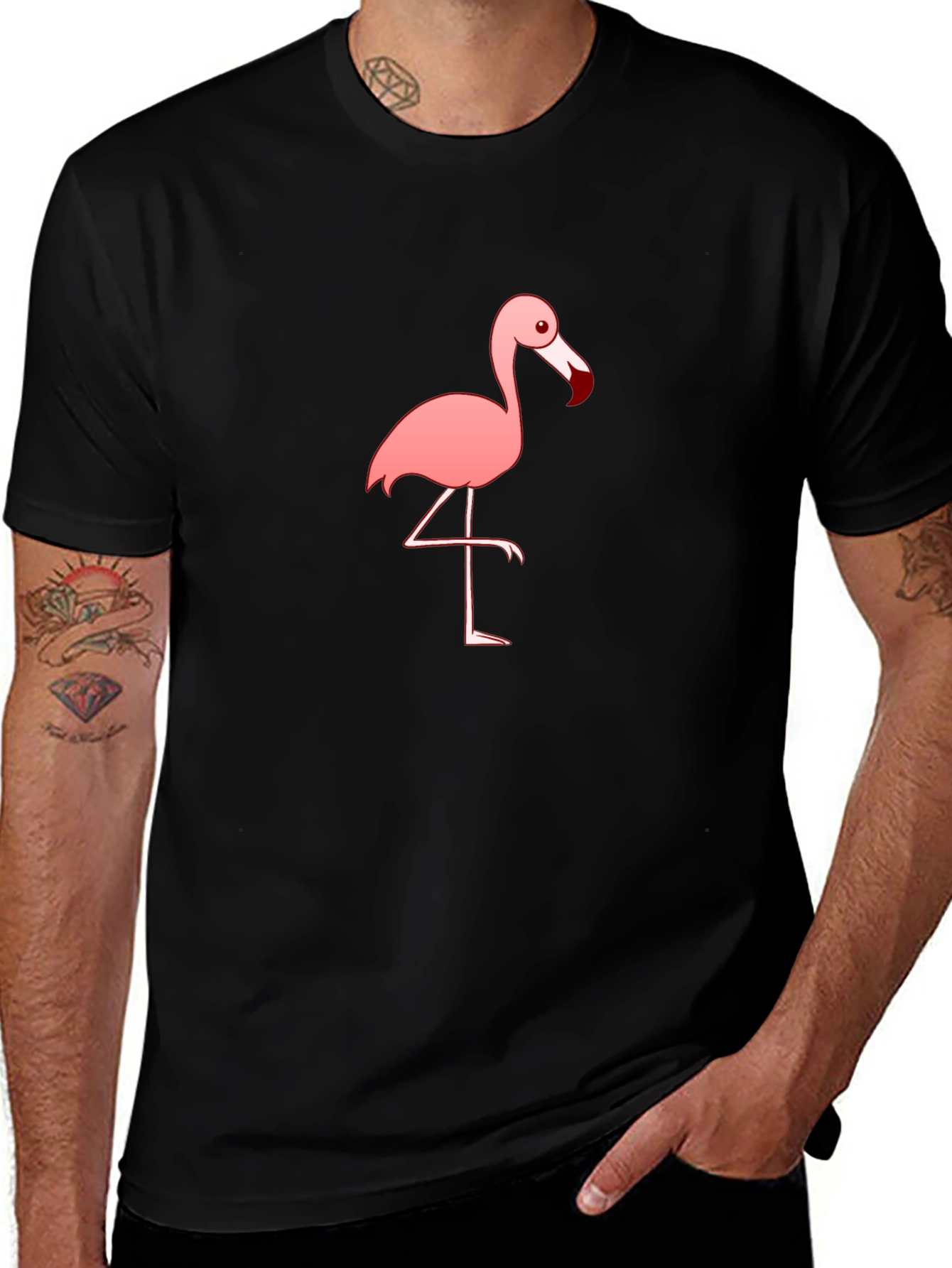 Flamingo Graphic Tee - Stylish Black T-Shirt