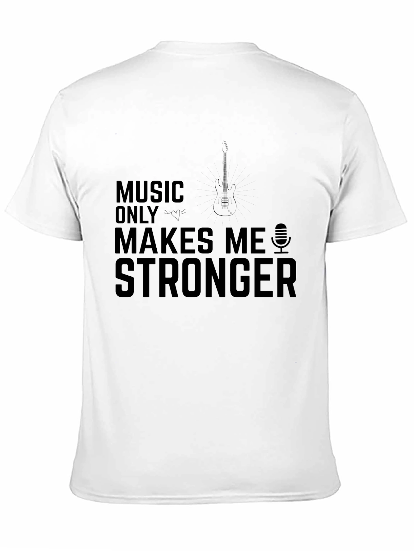 Music Makes Me Stronger Black Graphic T-Shirt