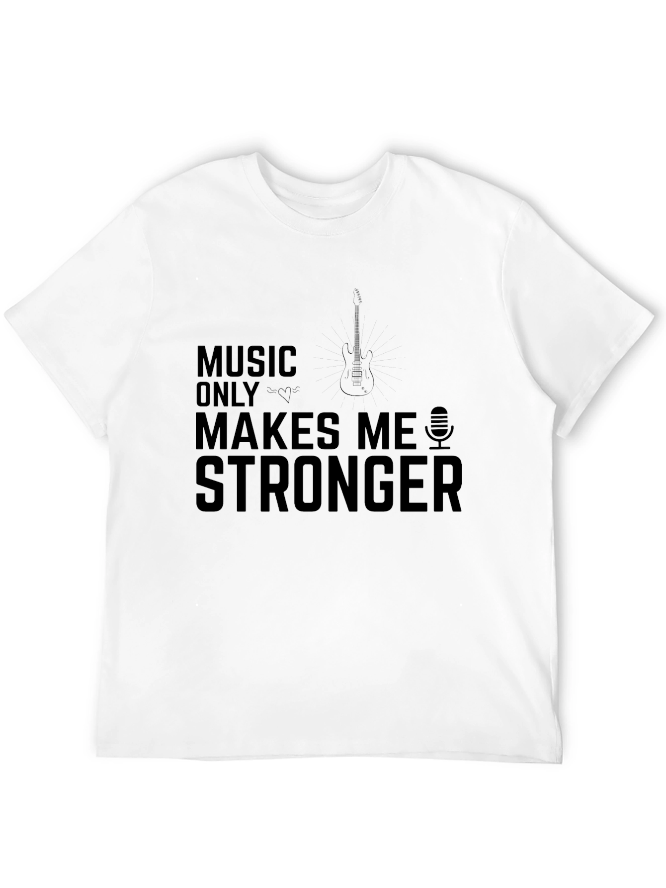 Music Makes Me Stronger Black Graphic T-Shirt