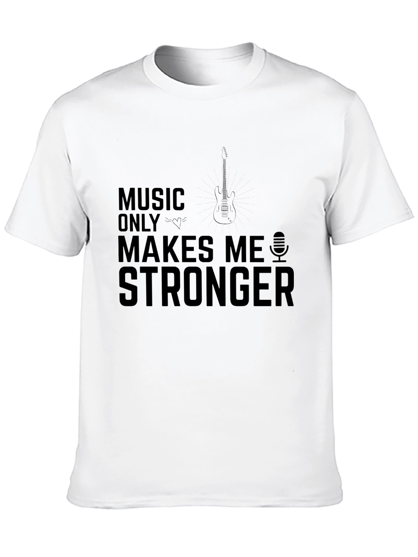 Music Makes Me Stronger Black Graphic T-Shirt