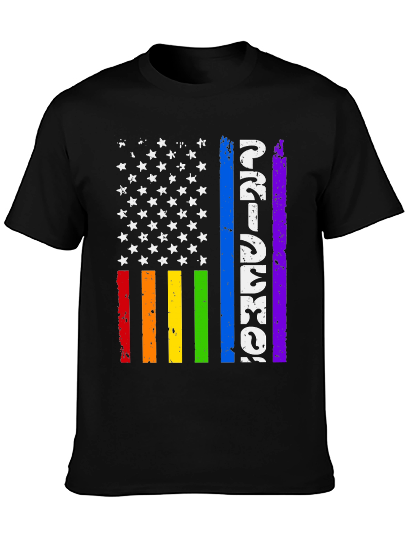 Pride American Flag Graphic Tee - Black