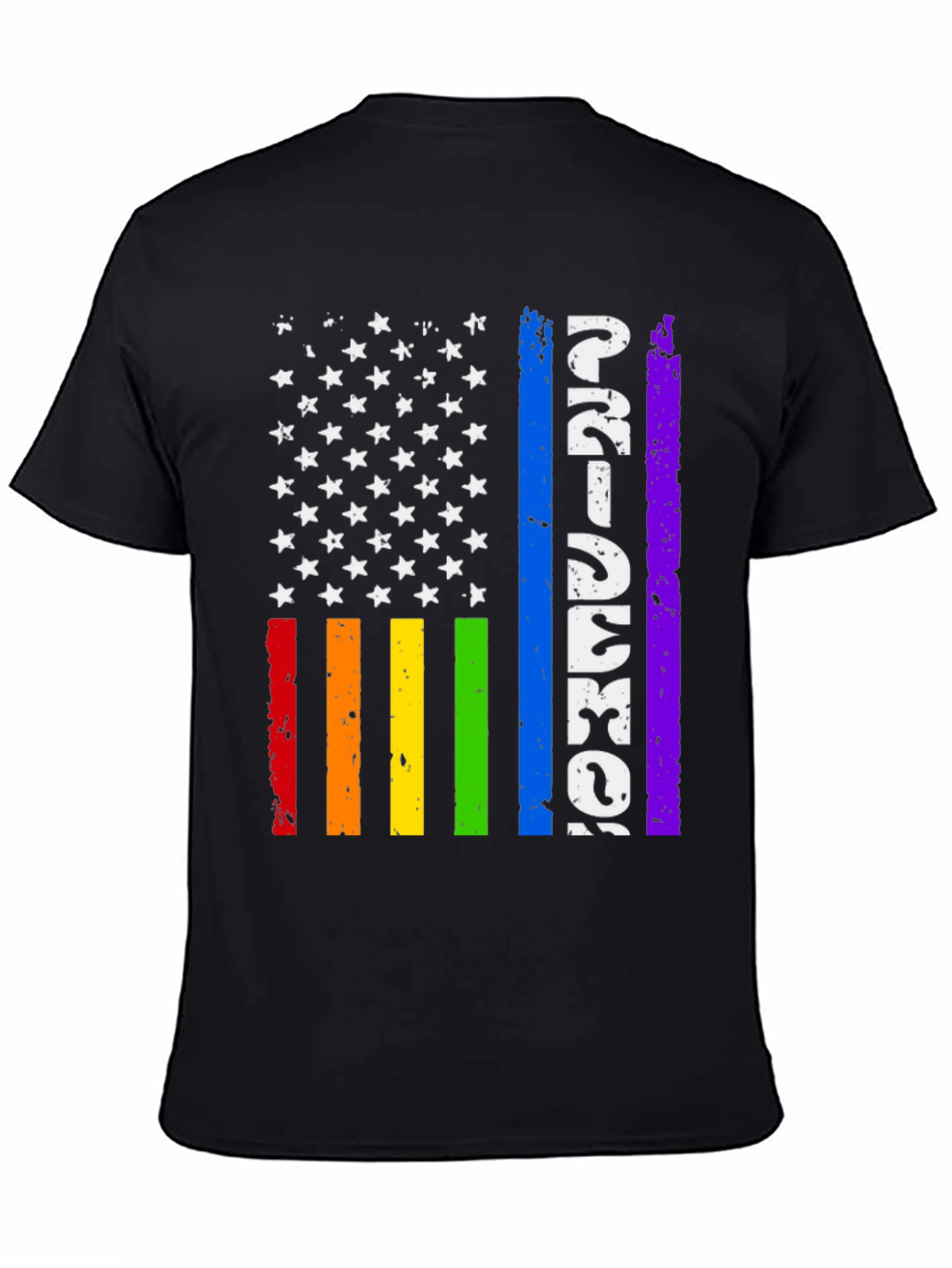 Pride American Flag Graphic Tee - Black