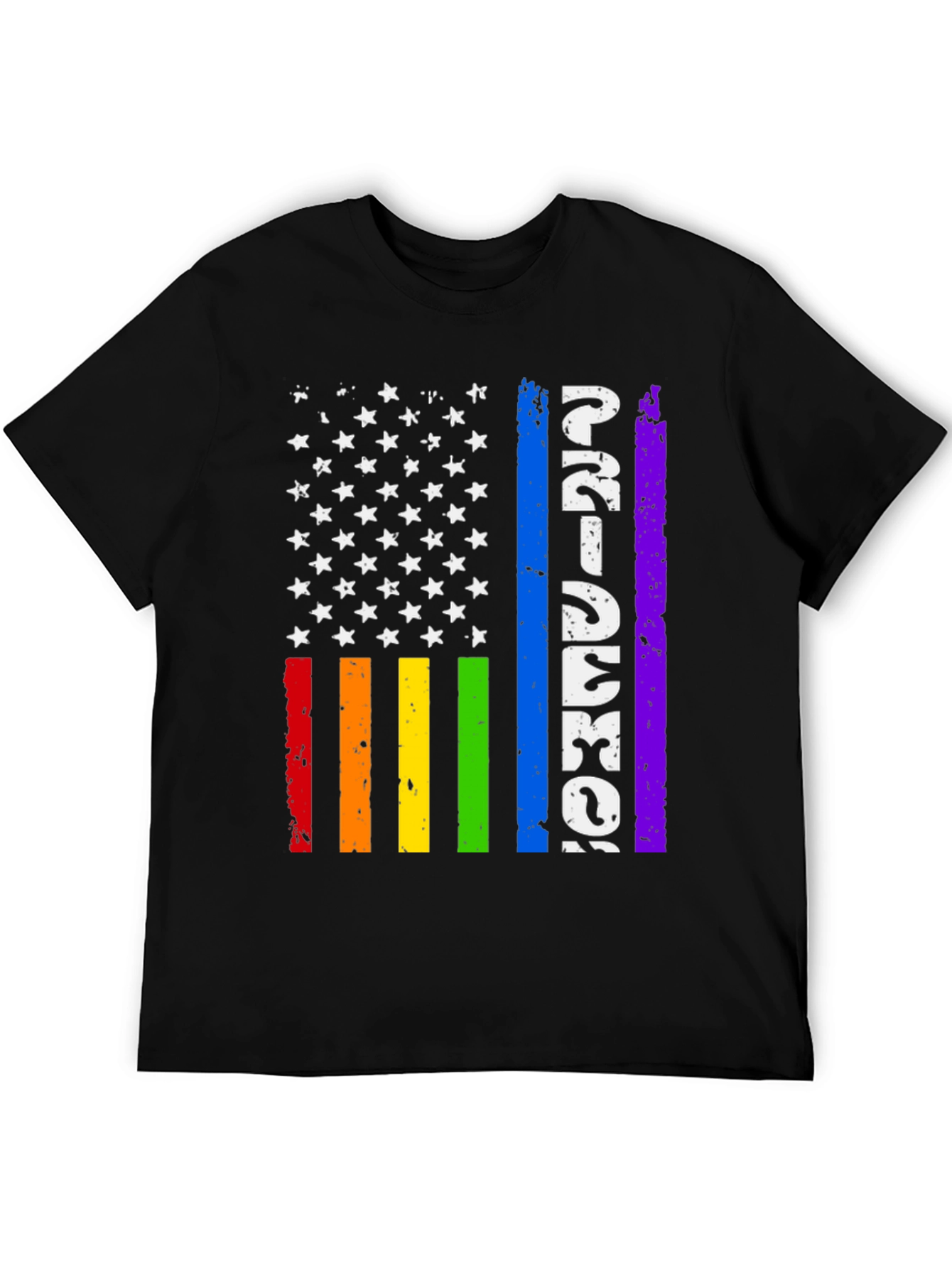 Pride American Flag Graphic Tee - Black