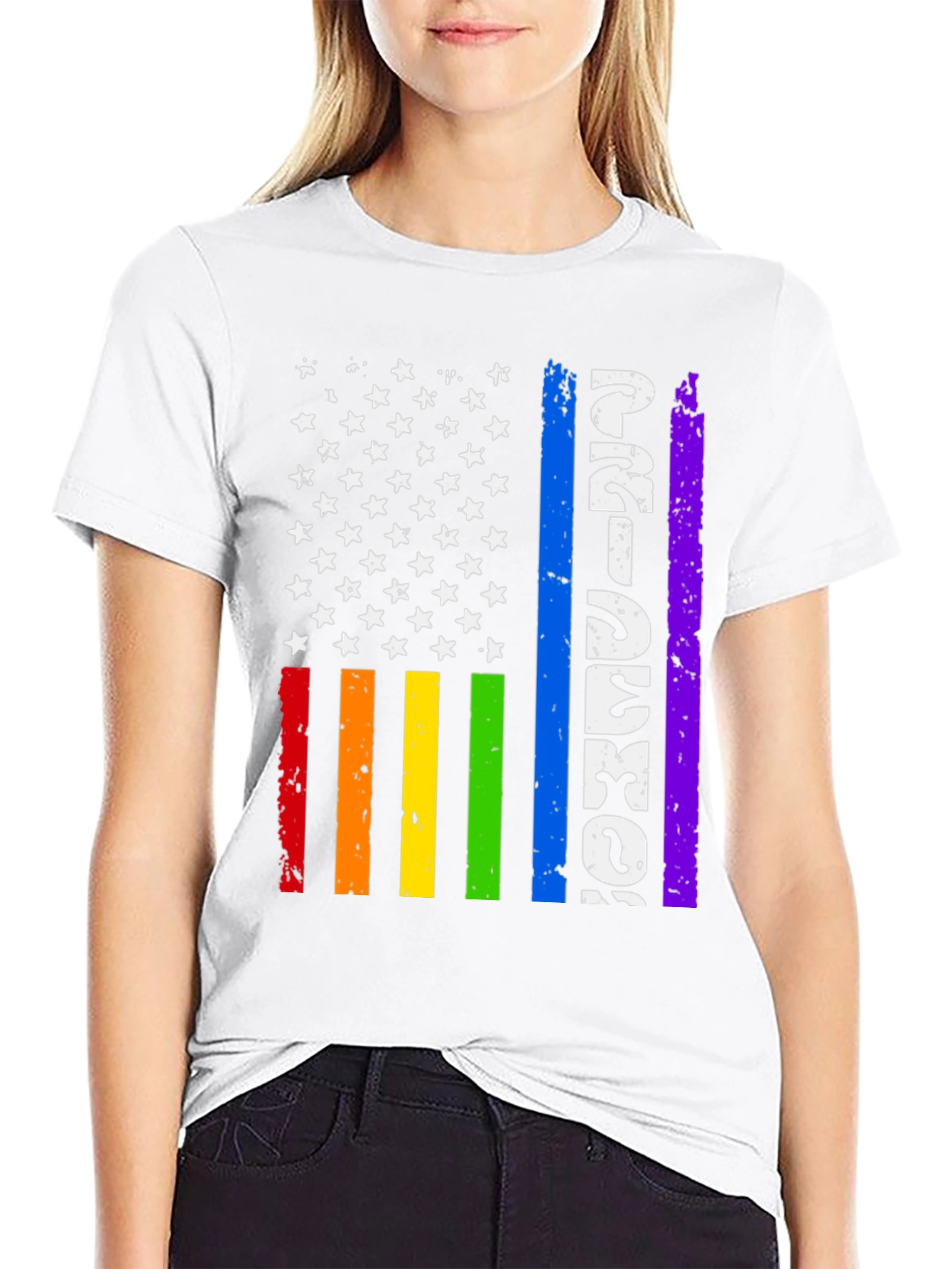 Pride American Flag Graphic Tee - Black