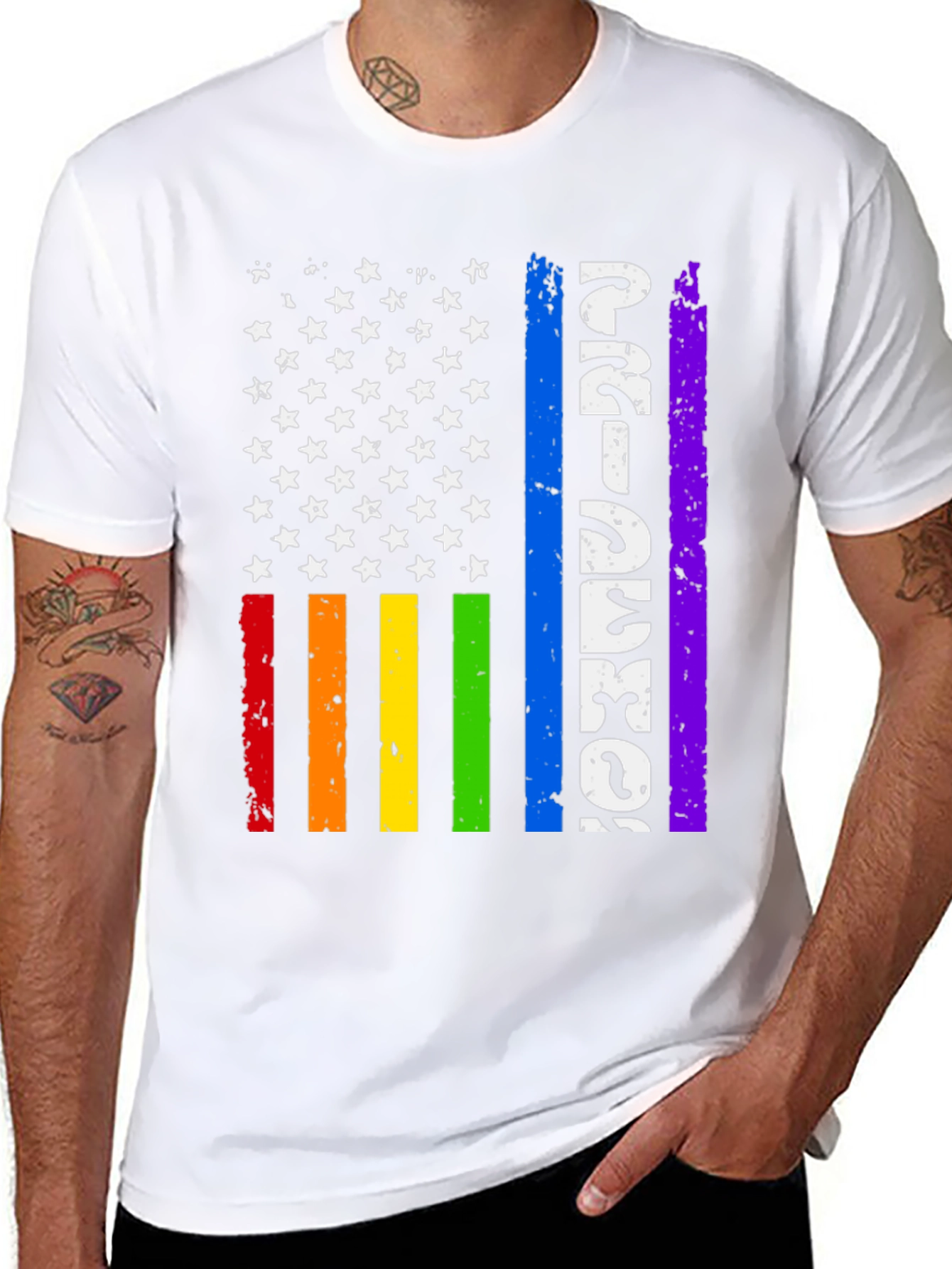 Pride American Flag Graphic Tee - Black
